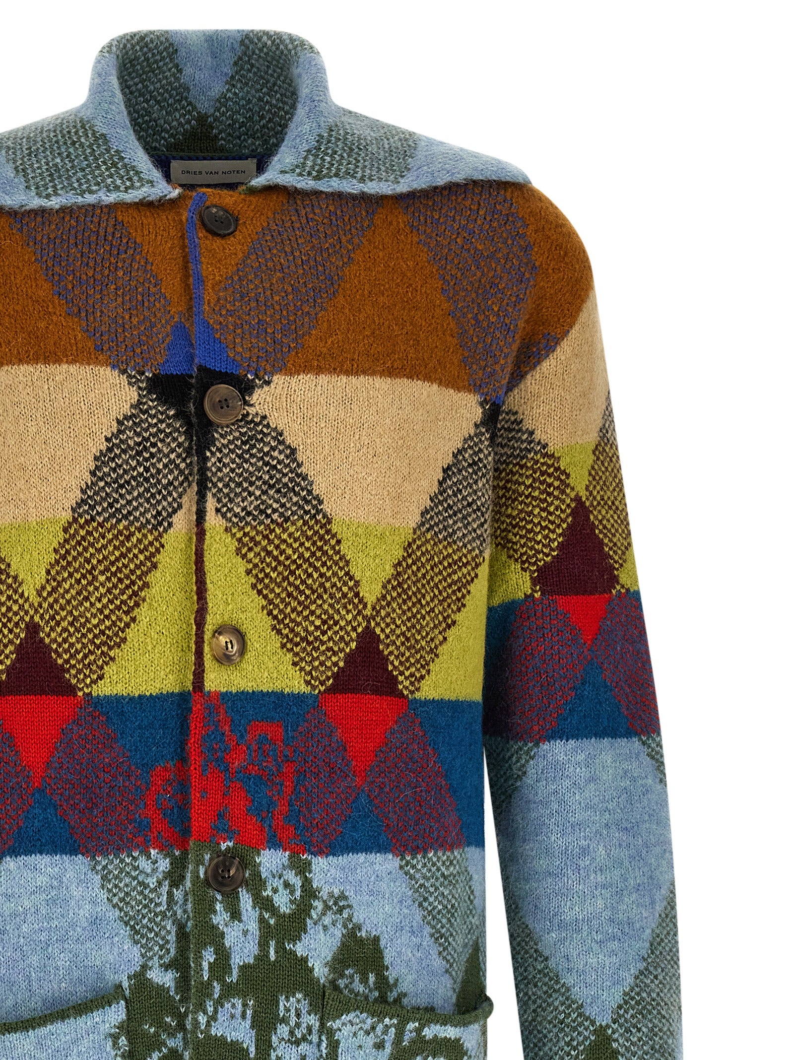 Dries Van Noten Men Patchwork Intarsia Cardigan DRIES VAN NOTEN