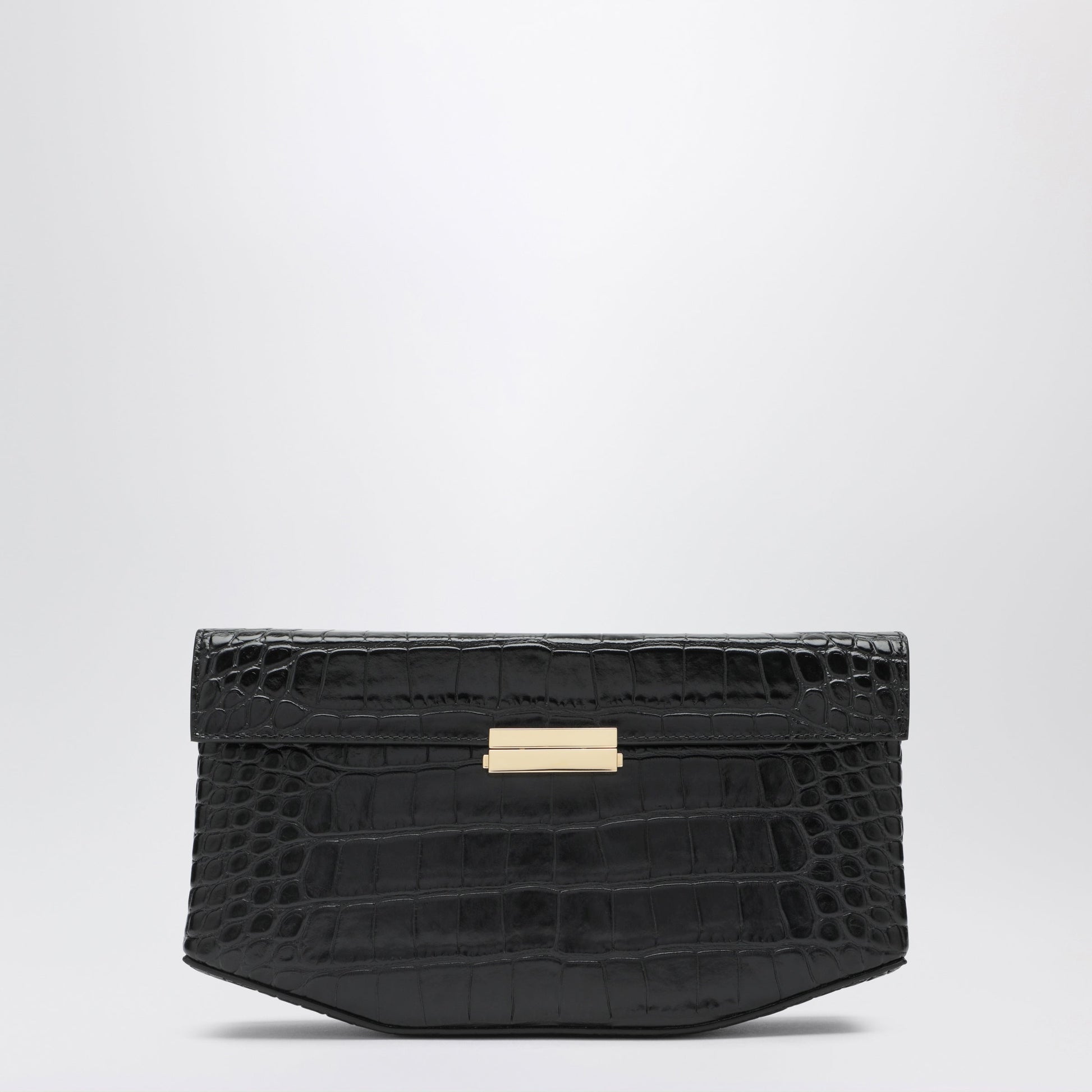 Toteme Clip Croc-Embossed Leather Shoulder Bag In Black Women TOTEME