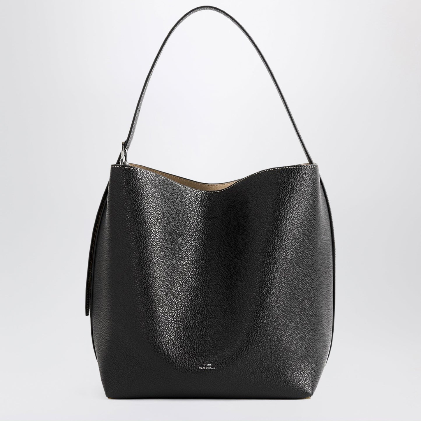 Toteme Medium Black Tote Bag In Grained Leather Women TOTEME