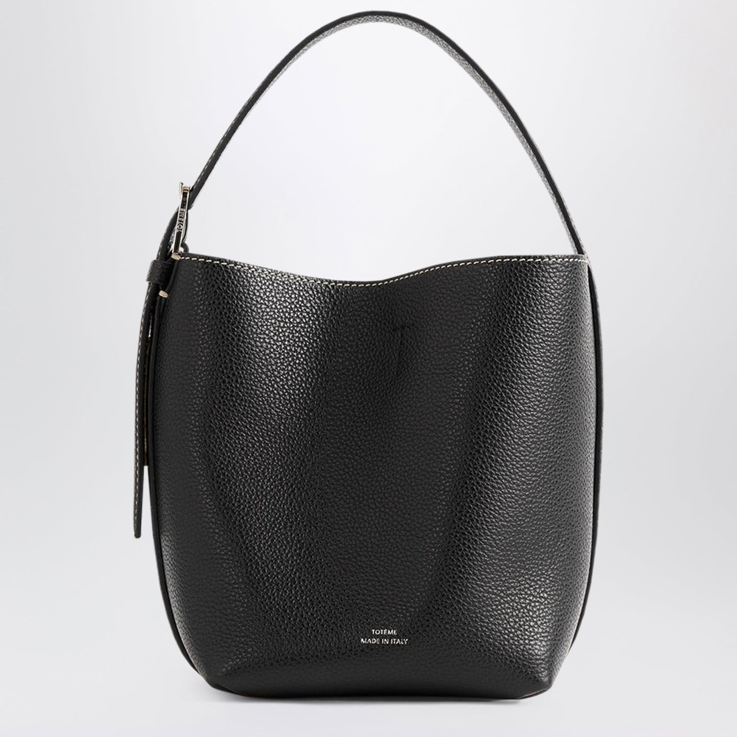 Toteme Small Black Belted Tote Bag In Grained Leather Women TOTEME