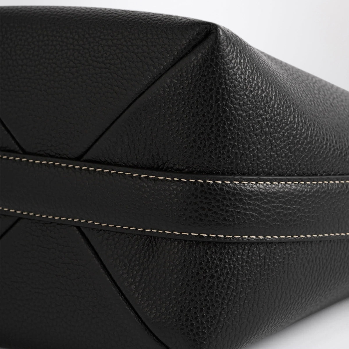 Toteme Small Black Belted Tote Bag In Grained Leather Women TOTEME