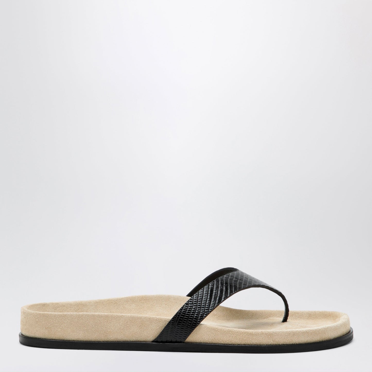 Toteme Beige/Black Lizard-Effect Leather Flip-Flops Women TOTEME