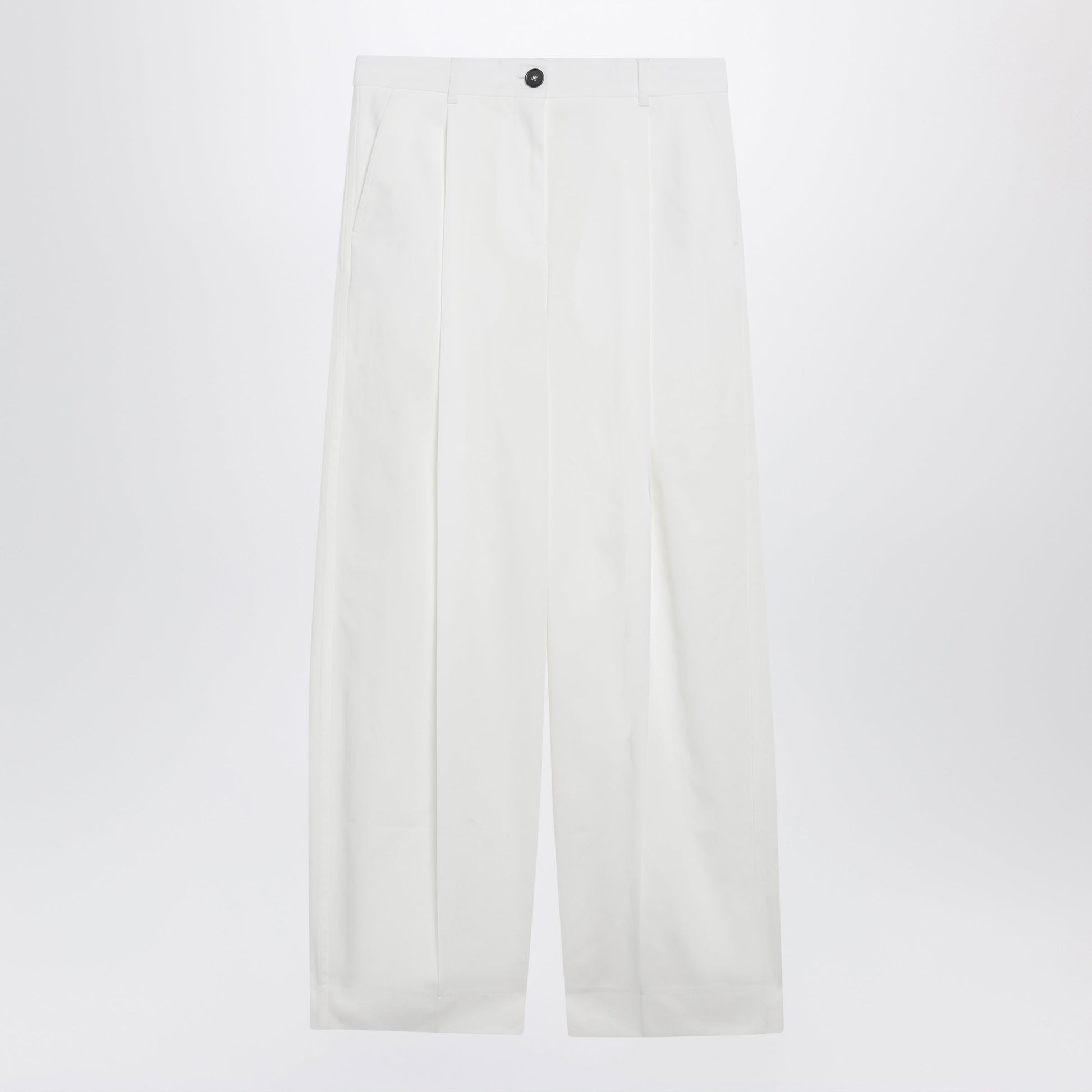 Toteme Single-Pleat Organic Cotton Trousers In White Women TOTEME
