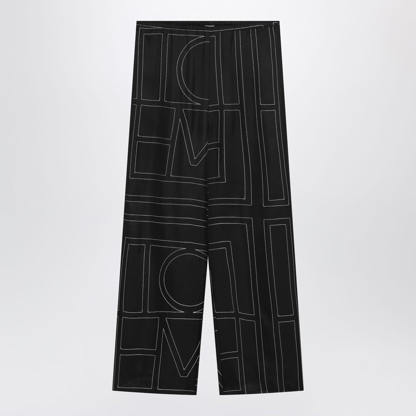 Toteme Black Silk Trousers With Monogram Women TOTEME
