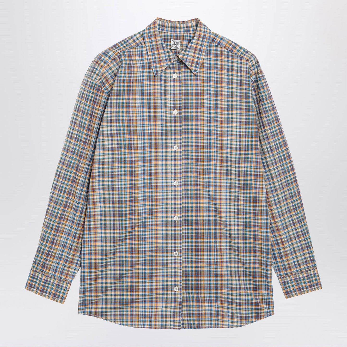 Toteme Oversized Checked Shirt In Blue/Orange Organic Cotton Women TOTEME