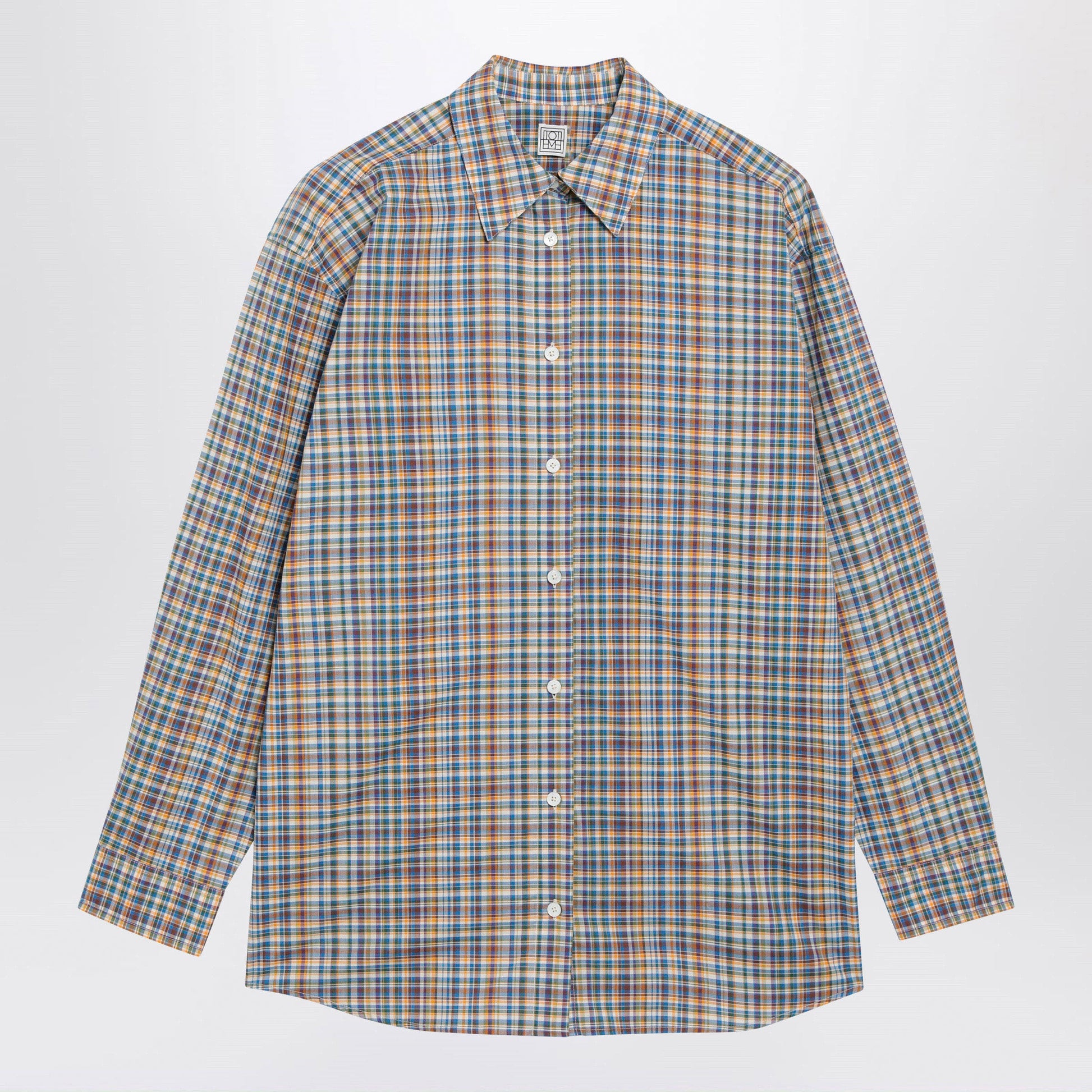 Toteme Oversized Checked Shirt In Blue/Orange Organic Cotton Women TOTEME