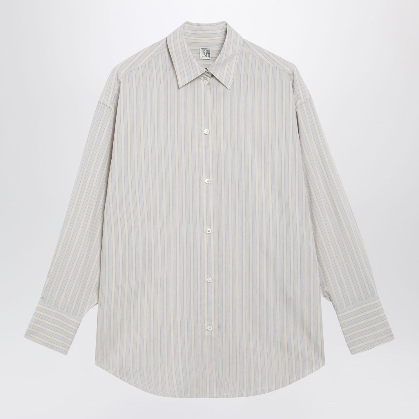 Toteme Oversized Yellow/Sky Blue Striped Shirt In Viscose And Silk Women TOTEME
