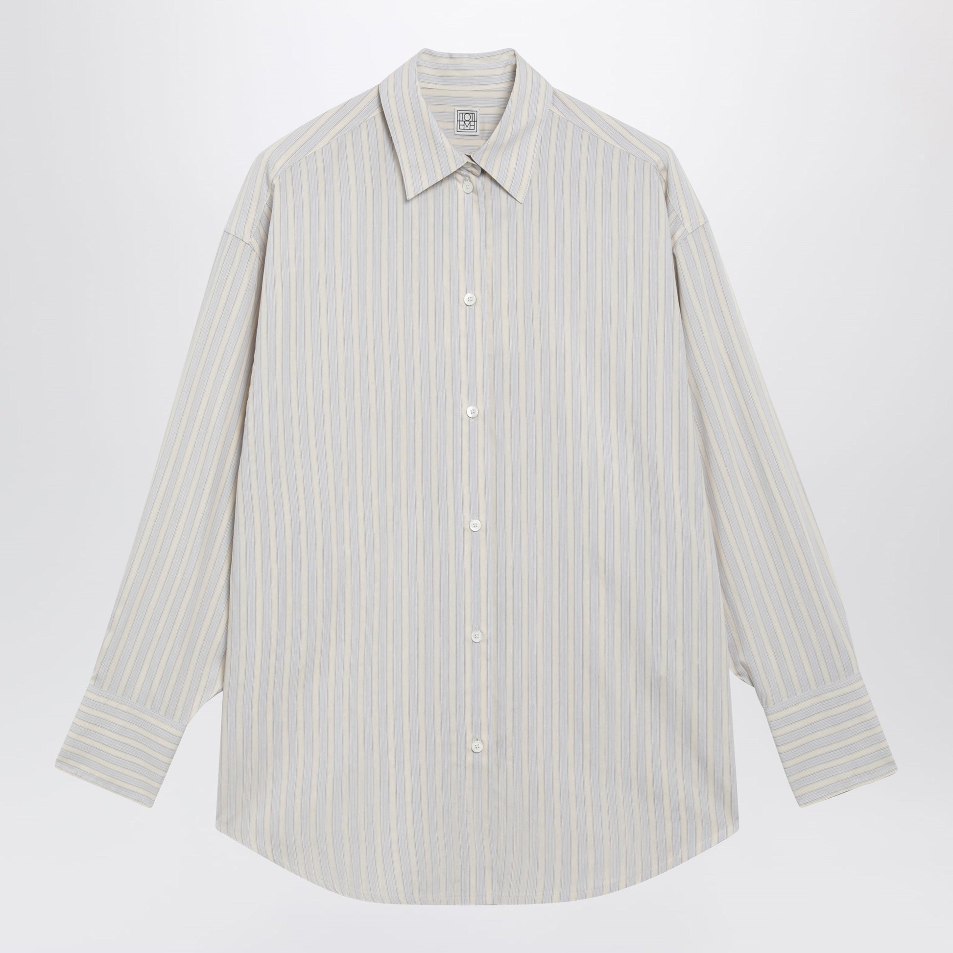Toteme Oversized Yellow/Sky Blue Striped Shirt In Viscose And Silk Women TOTEME