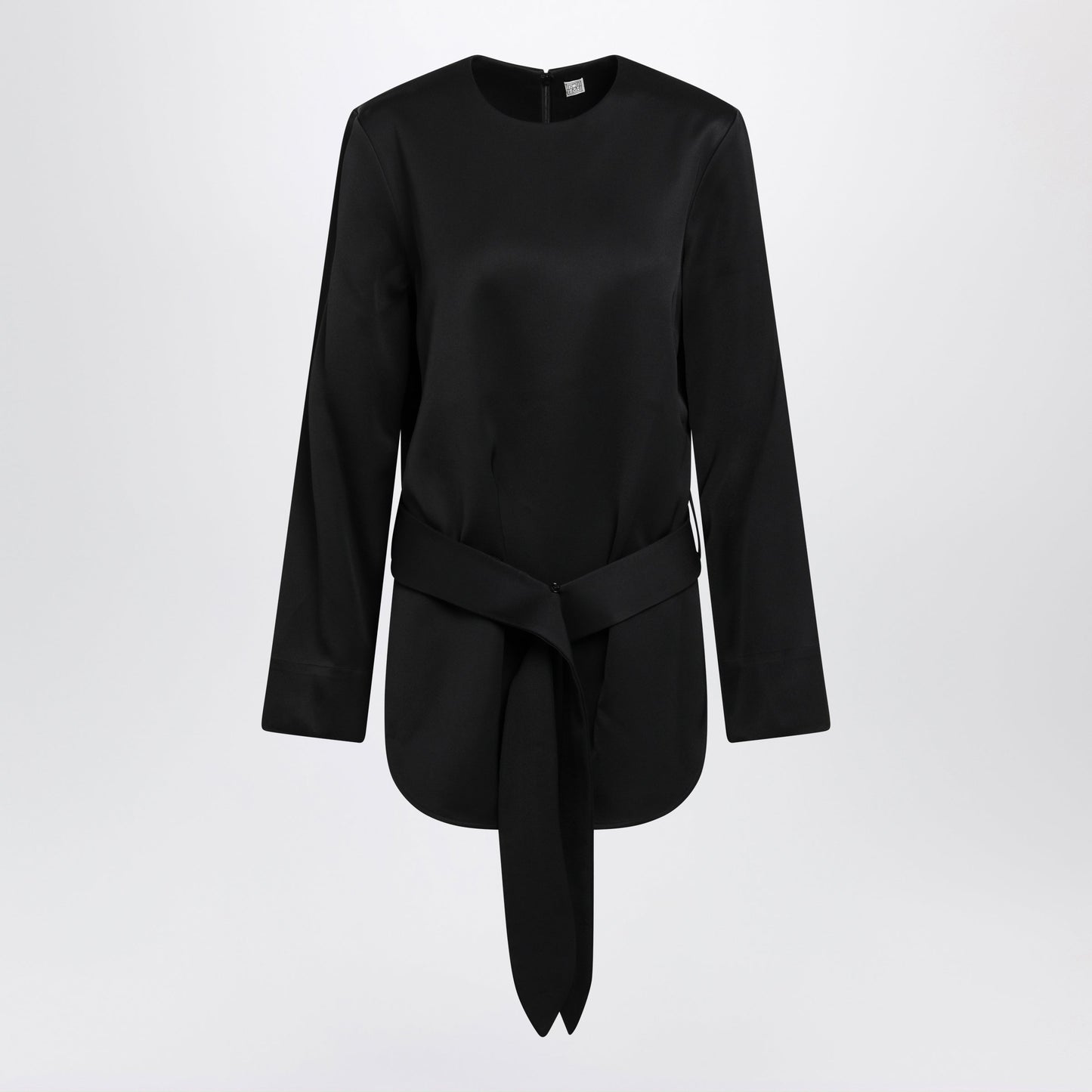 Toteme Heavy Satin Tunic With Belt In Black Women TOTEME