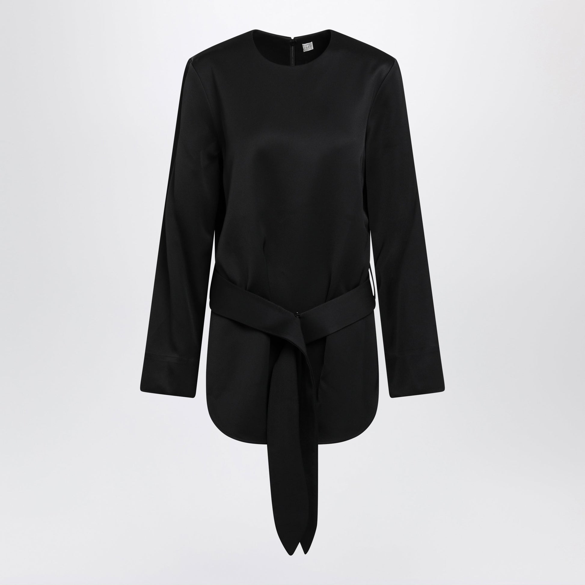 Toteme Heavy Satin Tunic With Belt In Black Women TOTEME