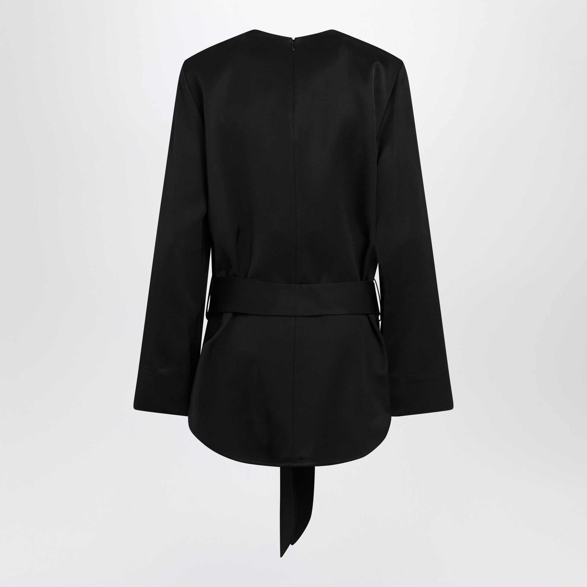 Toteme Heavy Satin Tunic With Belt In Black Women TOTEME