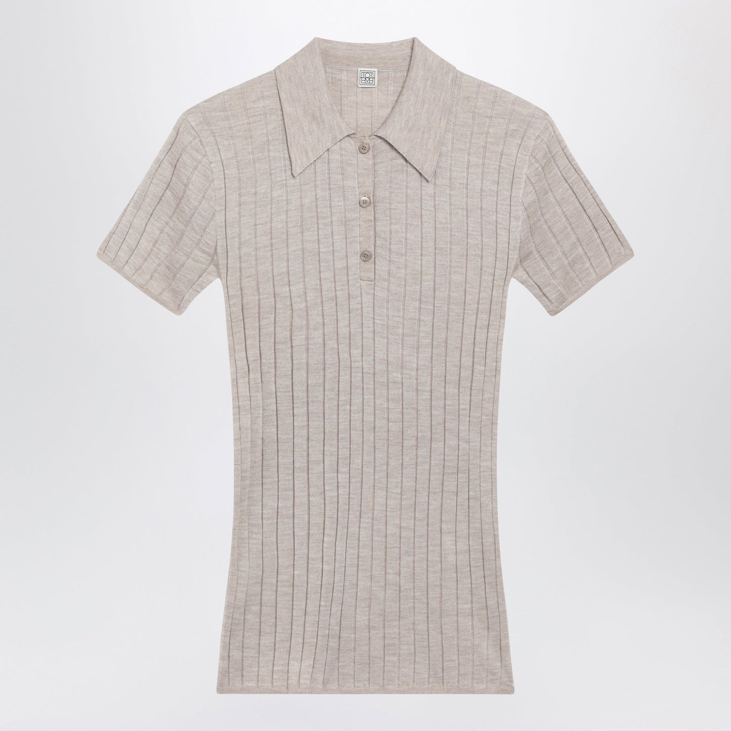 Toteme Greige Ribbed Cashmere And Silk Polo Women TOTEME