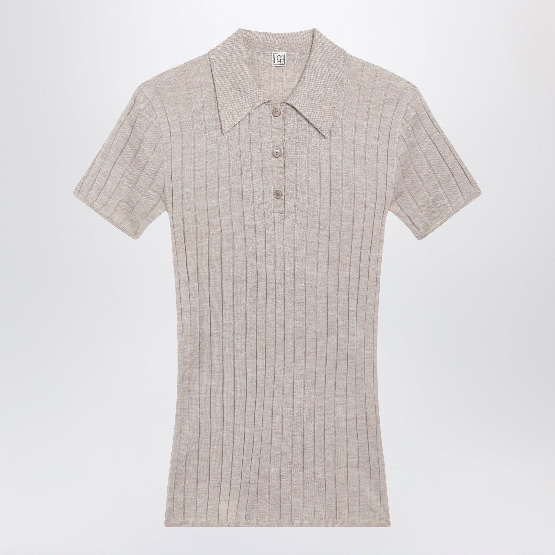 Toteme Greige Ribbed Cashmere And Silk Polo Women TOTEME