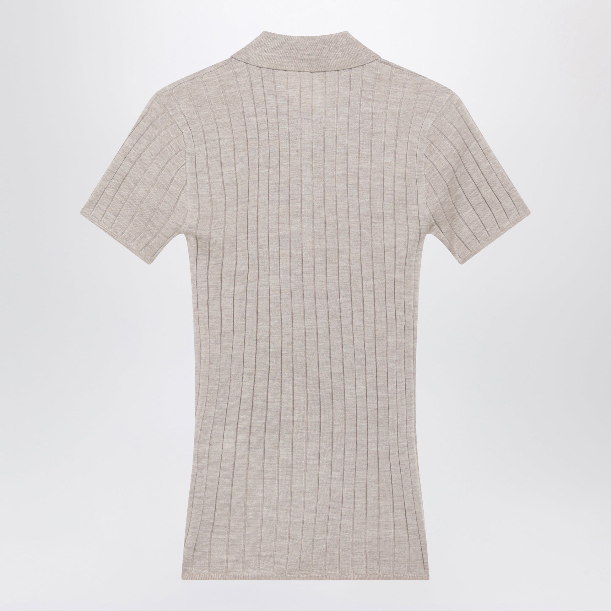 Toteme Greige Ribbed Cashmere And Silk Polo Women TOTEME