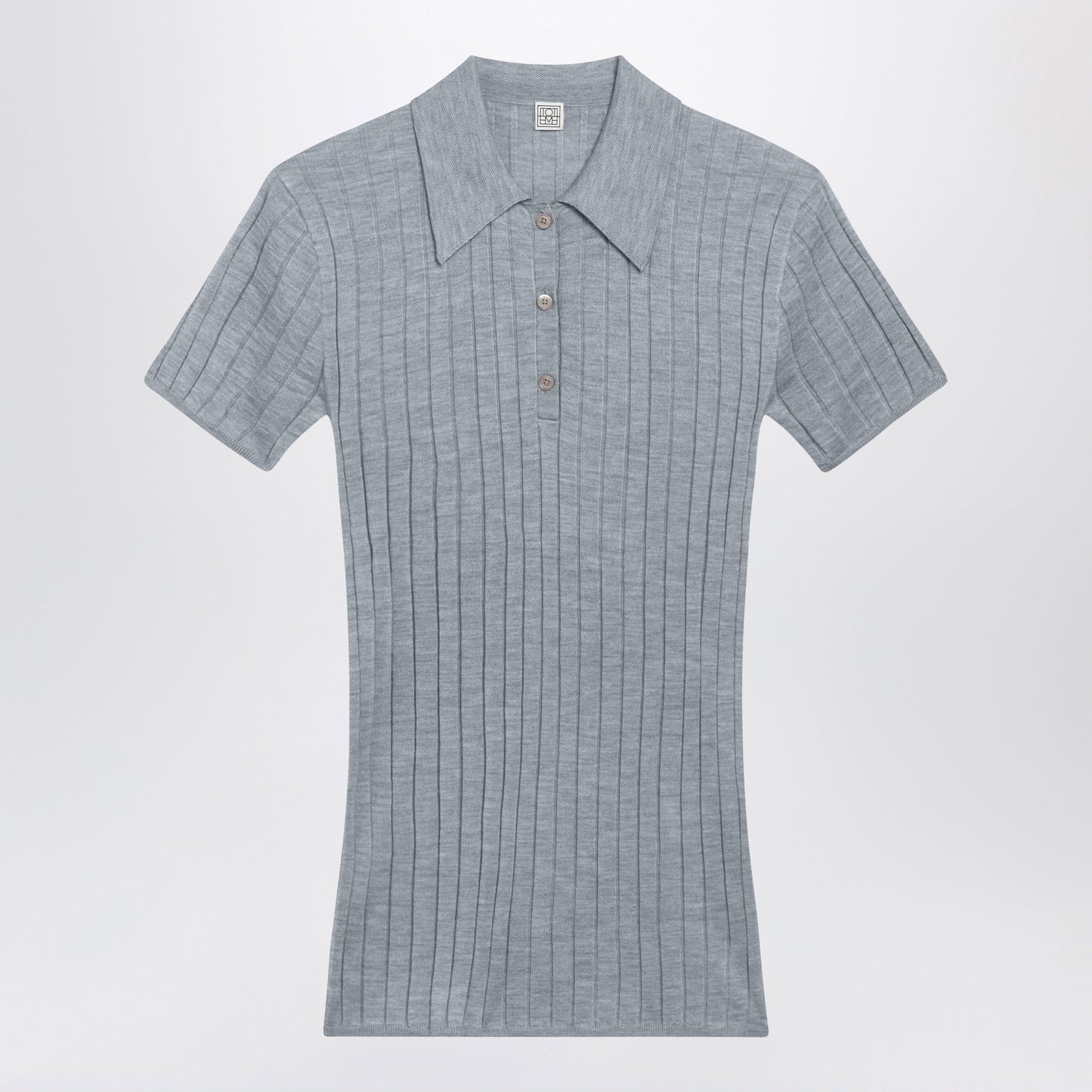 Toteme Grey Melange Ribbed Cashmere And Silk Polo Women TOTEME