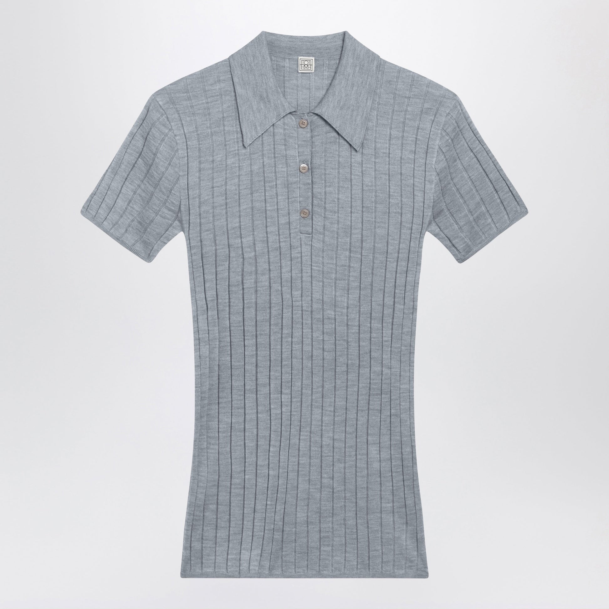 Toteme Grey Melange Ribbed Cashmere And Silk Polo Women TOTEME