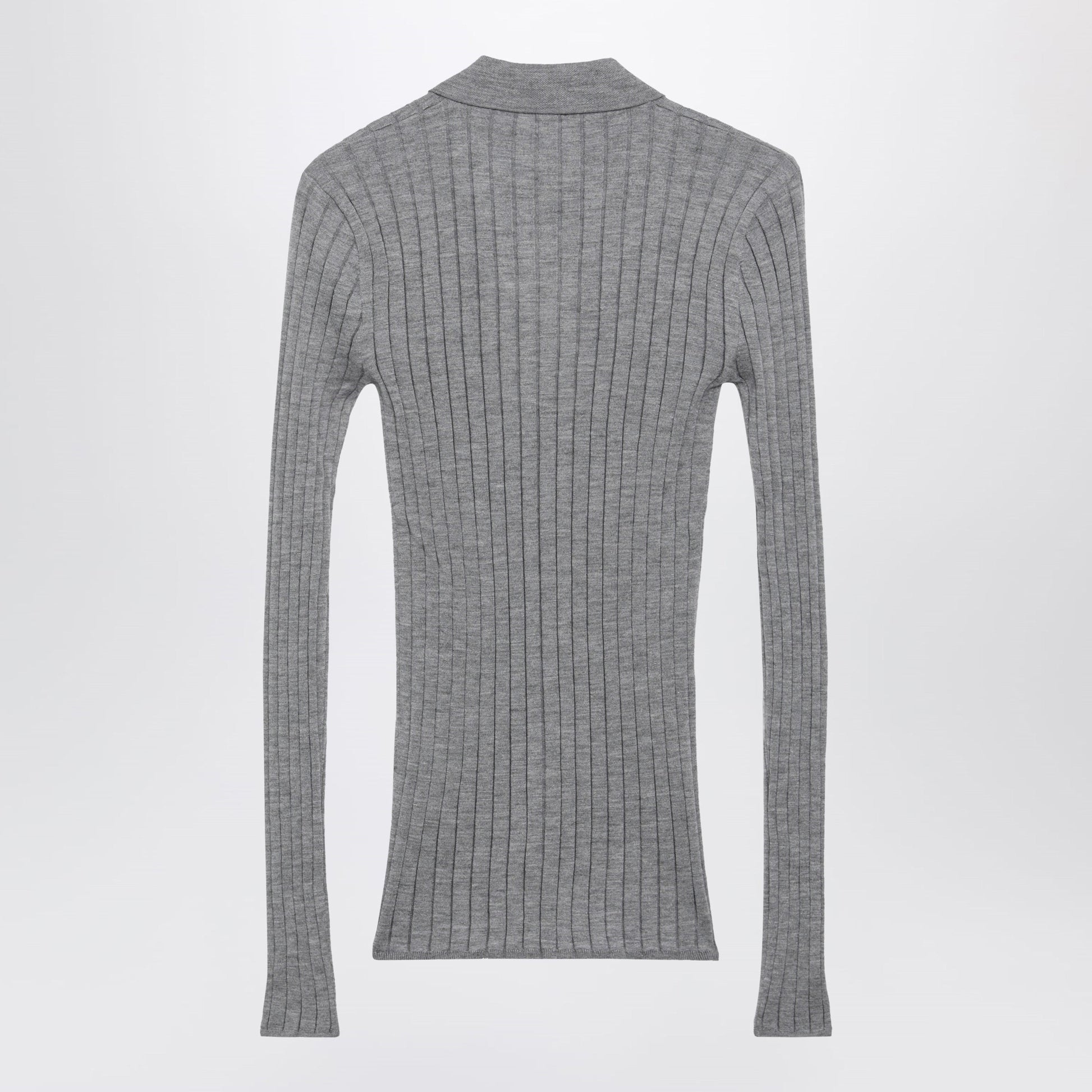 Toteme Slim Ribbed Shirt In Grey Melange Cashmere And Silk Women TOTEME