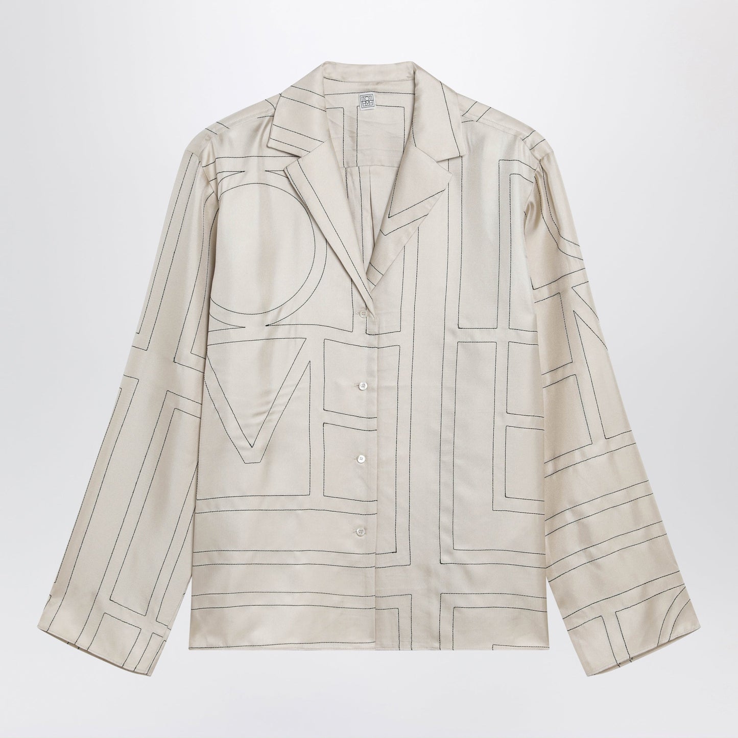 Toteme Ivory Silk Shirt With Monogram Women TOTEME