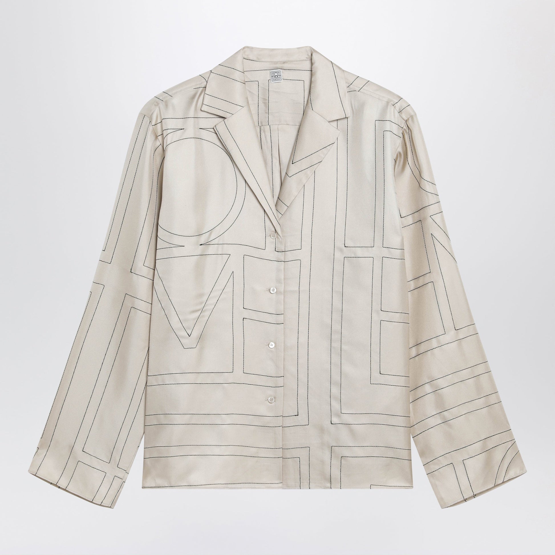 Toteme Ivory Silk Shirt With Monogram Women TOTEME