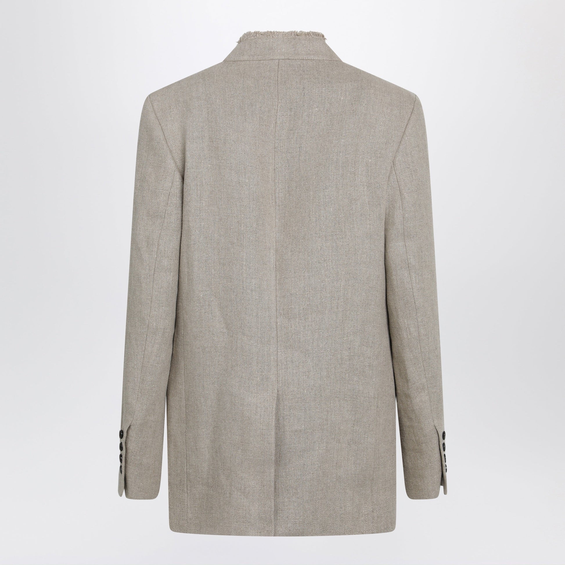 Toteme Beige Frayed-Lapel Natural Linen Blazer Women TOTEME