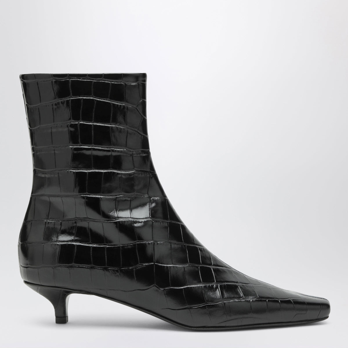 Toteme Black Crocodile-Effect Leather Ankle Boots Women TOTEME