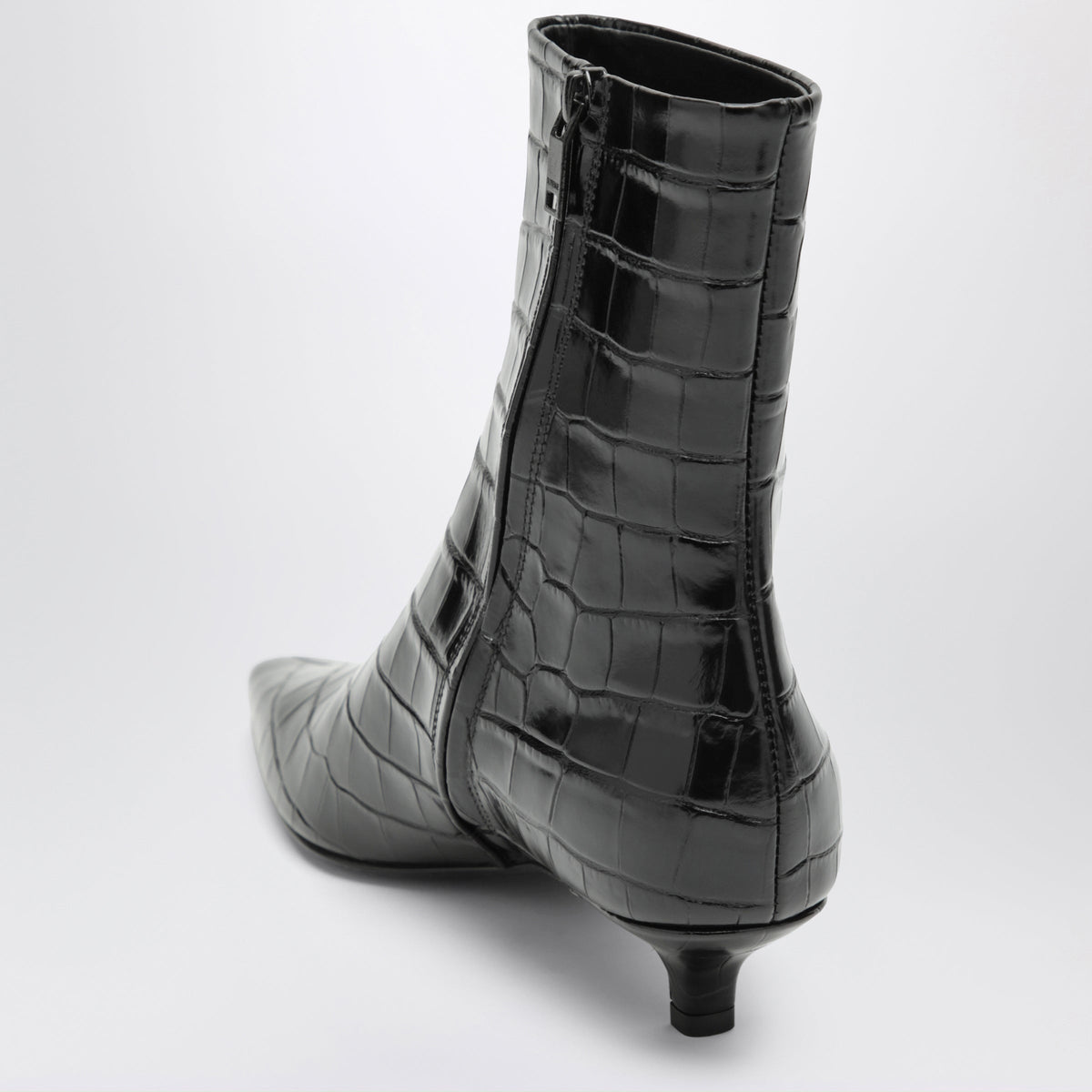 Toteme Black Crocodile-Effect Leather Ankle Boots Women TOTEME