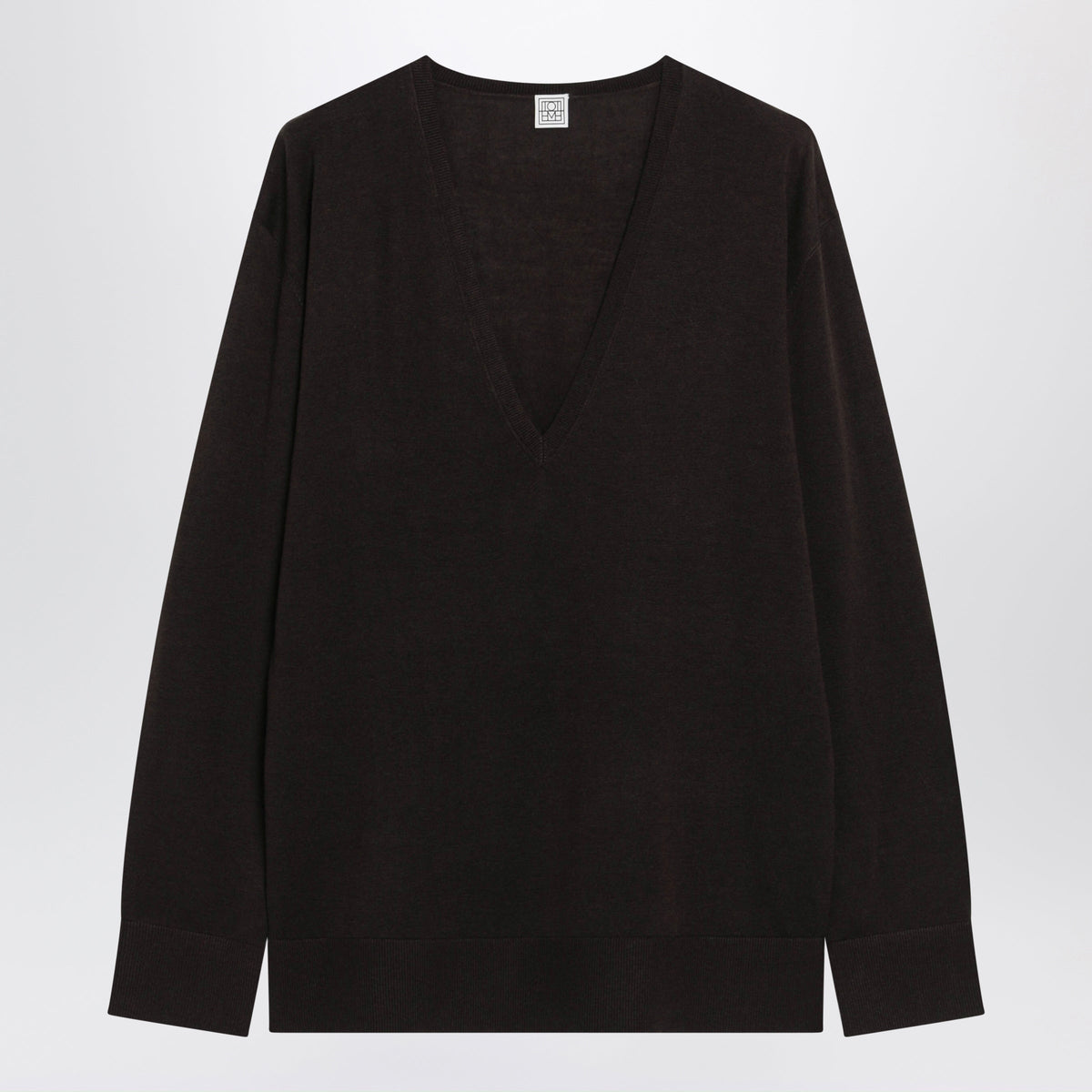 Toteme Brown V-Neck Sweater In Lyocell And Cashmere Women TOTEME