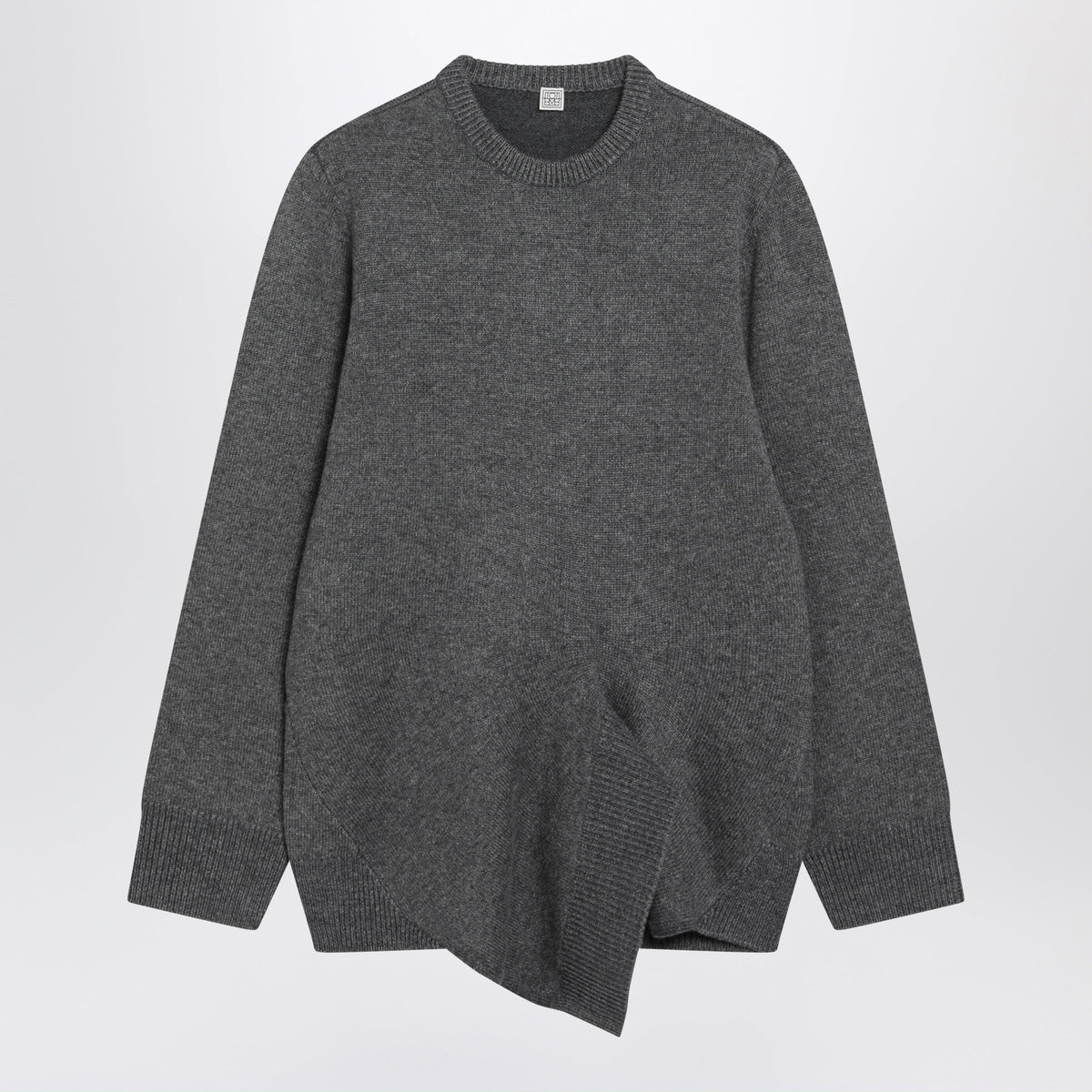 Toteme Dark Grey Asymmetrical Wool And Cashmere Sweater Women TOTEME