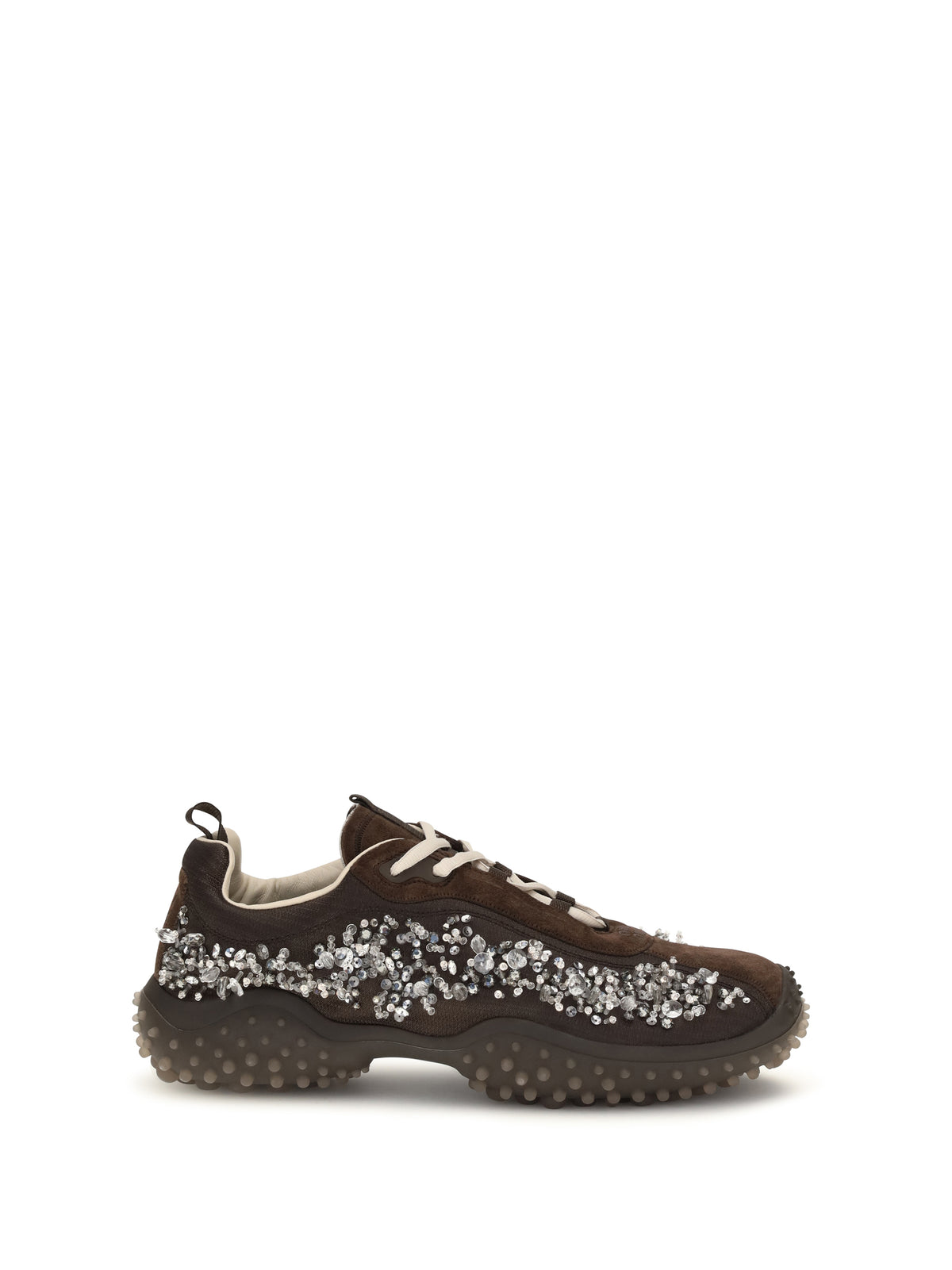 Miu Miu Women Suede And Technical Fabric Sneakers With Crystals MIU MIU