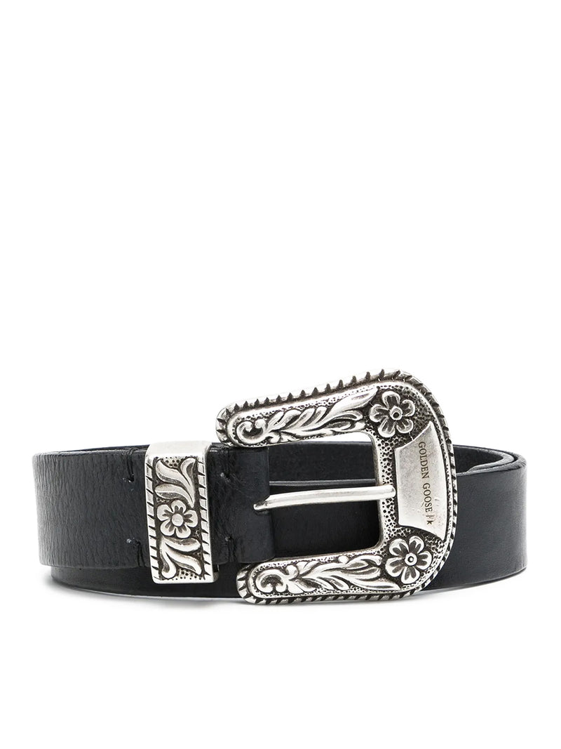 Golden Goose Deluxe Brand Women Leather Belt With Engraved Western Buckle GOLDEN GOOSE