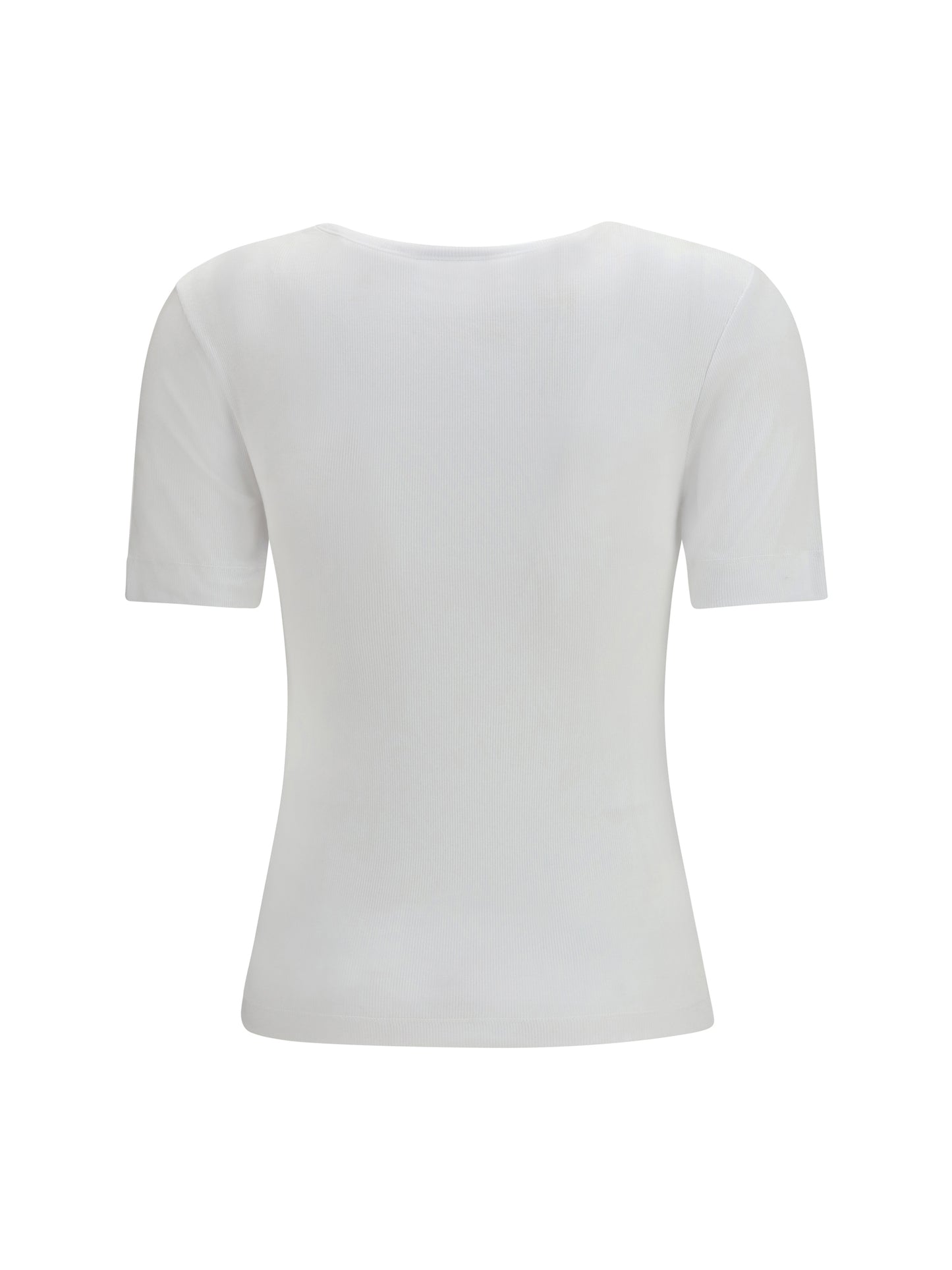 Ganni Women Ribbed Cotton T-Shirt GANNI