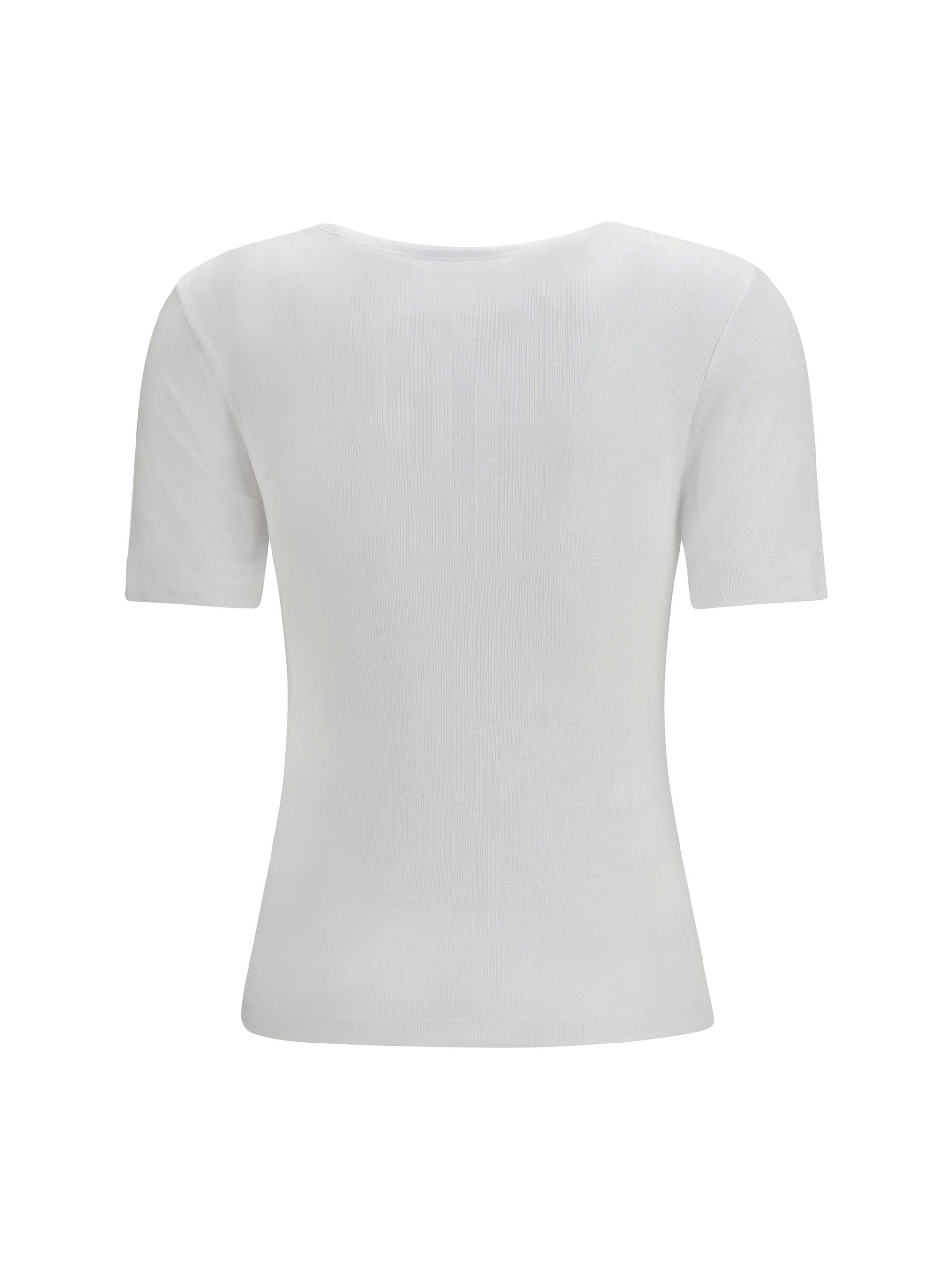 Ganni Women Ribbed Cotton T-Shirt GANNI