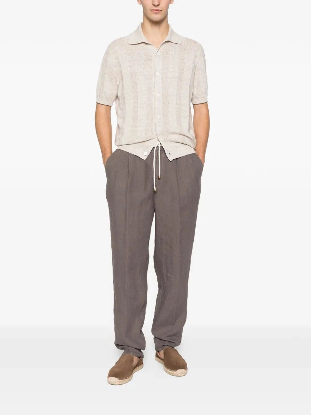 Brunello Cucinelli Men Garment-Dyed Pants With Drawstring And Double Pleats BRUNELLO CUCINELLI