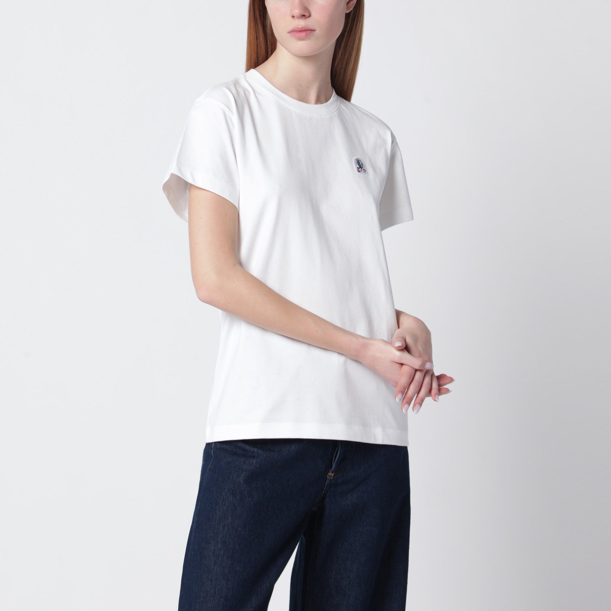 Parajumpers White Cotton T-Shirt With Logo Patch Women PARAJUMPERS