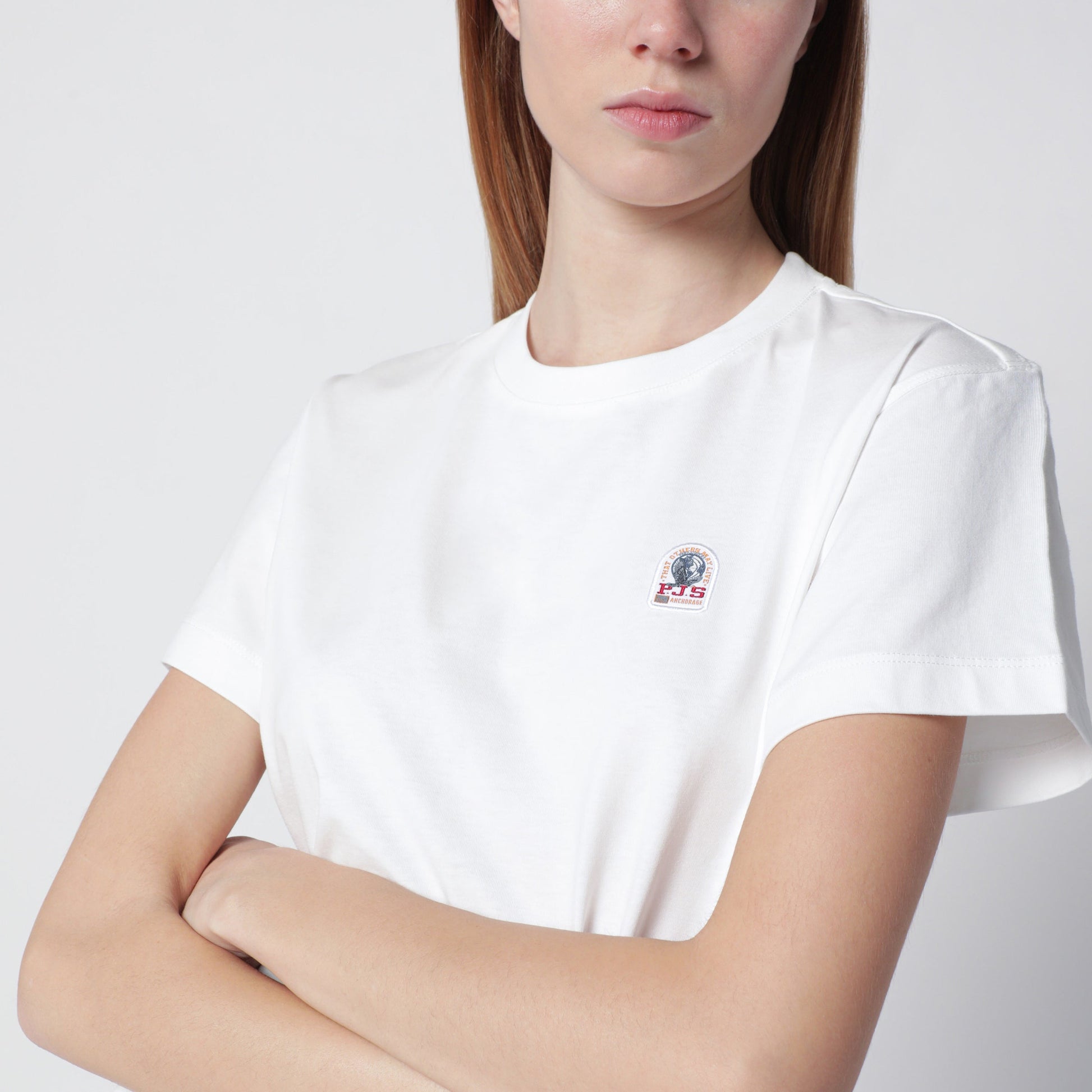 Parajumpers White Cotton T-Shirt With Logo Patch Women PARAJUMPERS