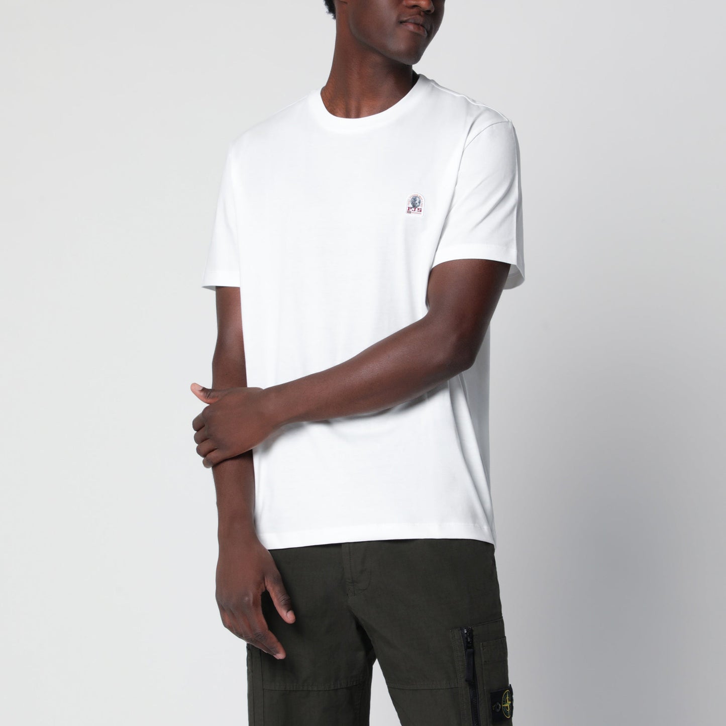 Parajumpers White Cotton T-Shirt With Logo Patch Men PARAJUMPERS