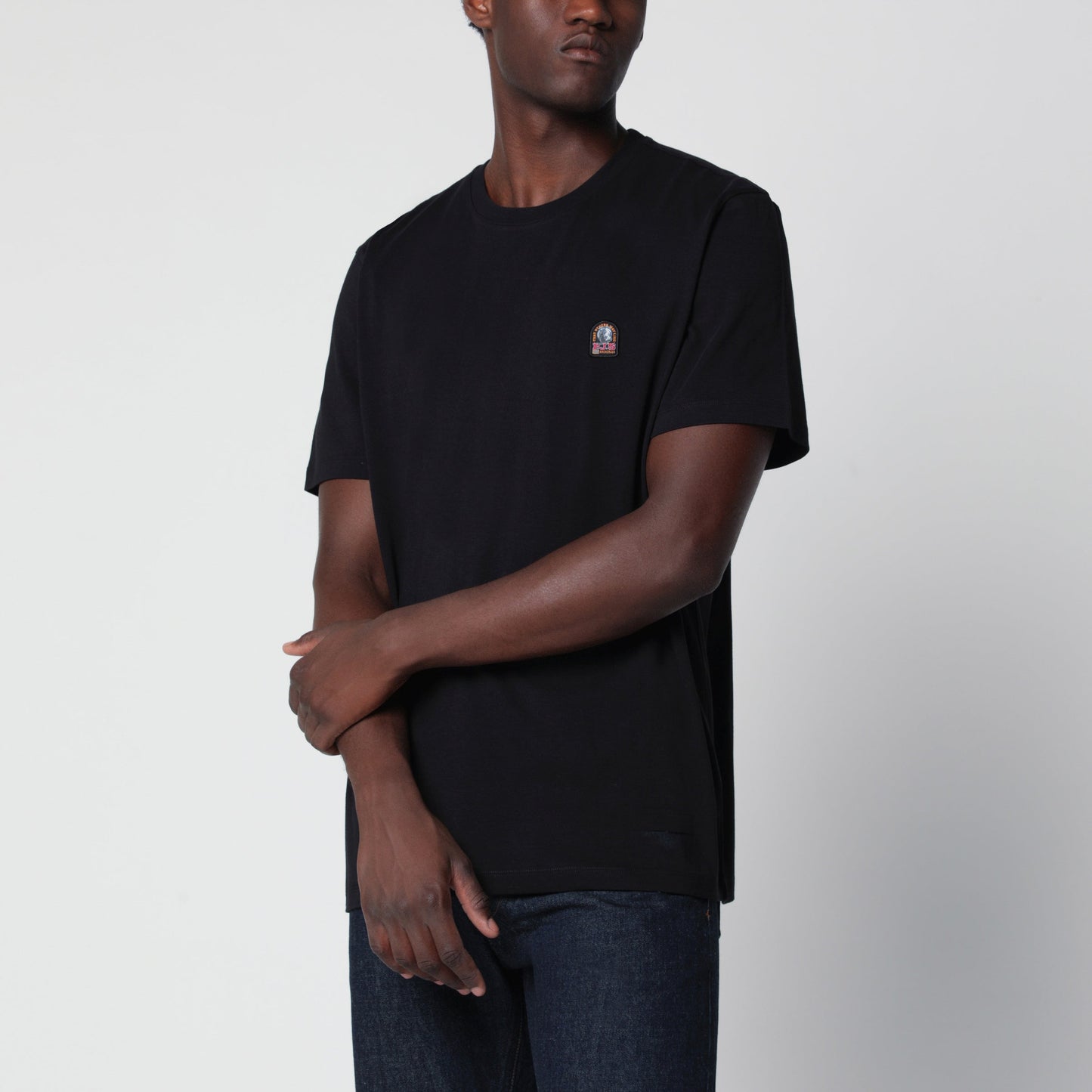 Parajumpers Black Cotton T-Shirt With Logo Patch Men PARAJUMPERS