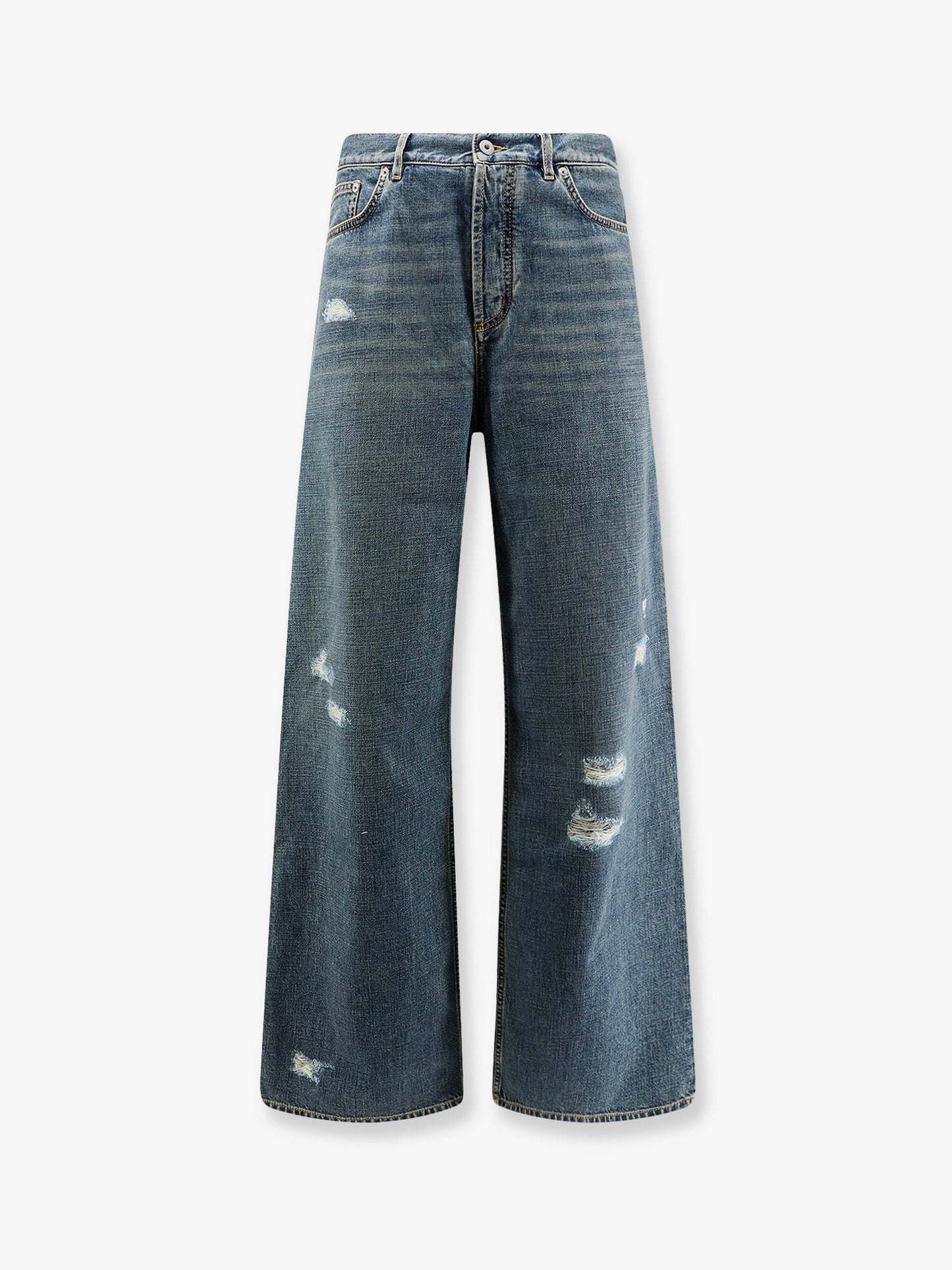 Dior Men Destroyed-Effect Blue Denim Jeans CHRISTIAN DIOR