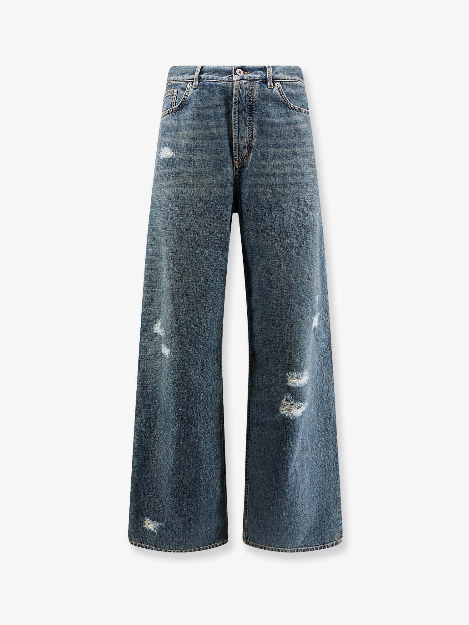 Dior Men Destroyed-Effect Blue Denim Jeans CHRISTIAN DIOR