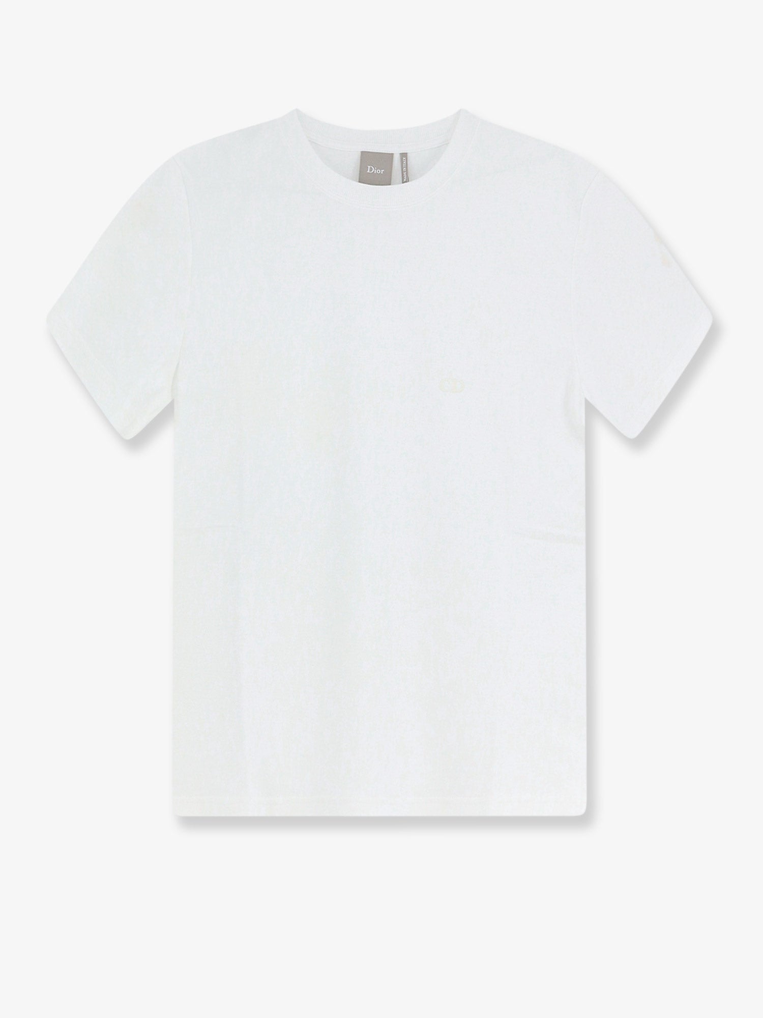 Dior Men Cotton T-Shirt With Tone-On-Tone Embroidered Cd Logo CHRISTIAN DIOR