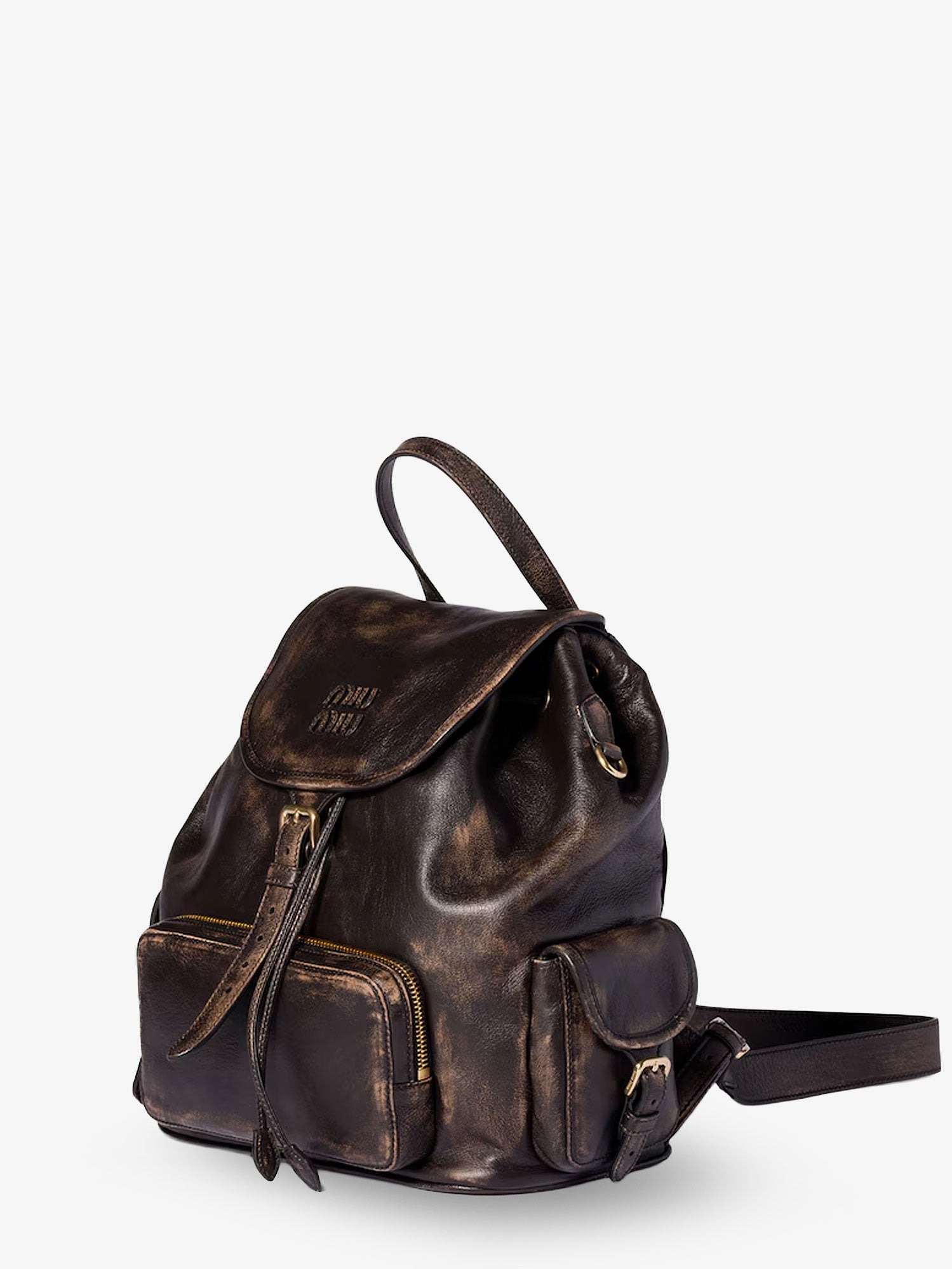 Miu Miu Women Leather Backpack With A Vintage Effect MIU MIU