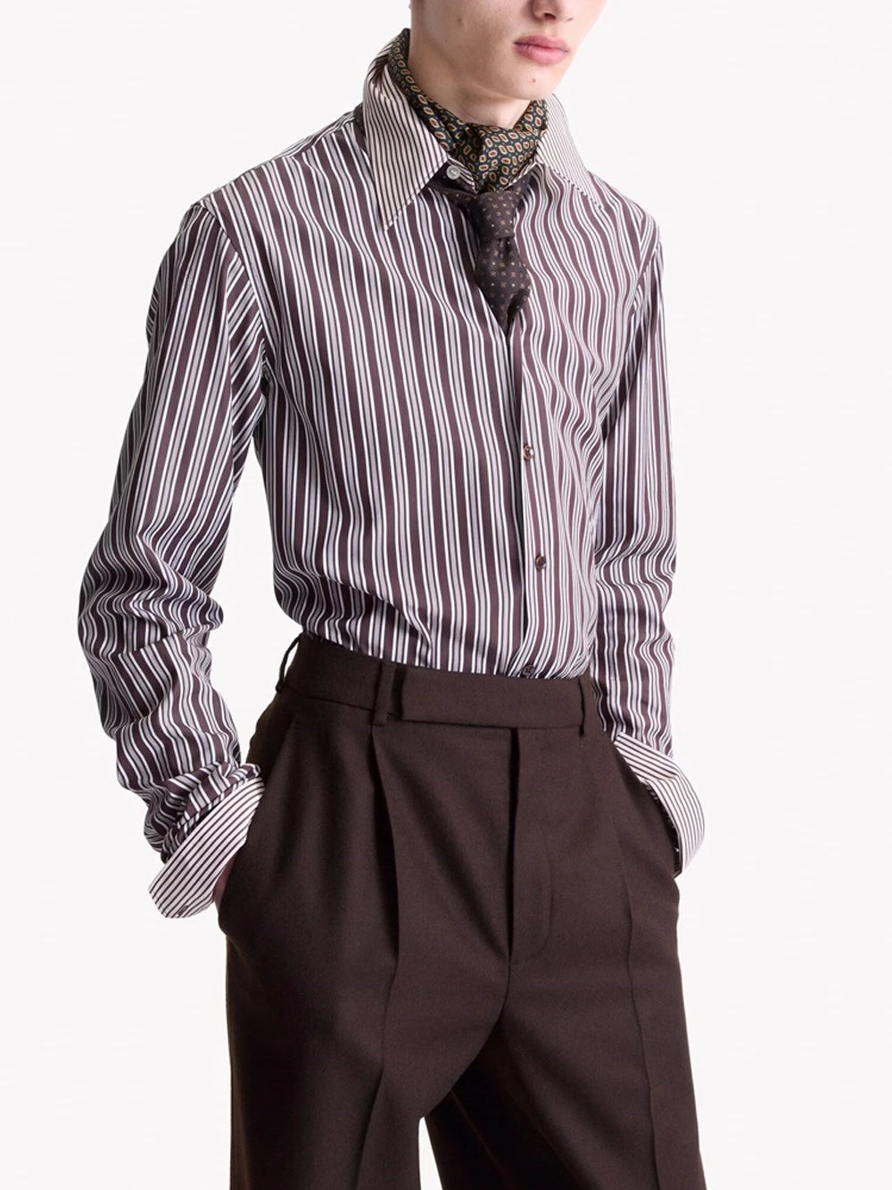 Saint Laurent Men Winchester Shirt In Striped Cotton Poplin SAINT LAURENT