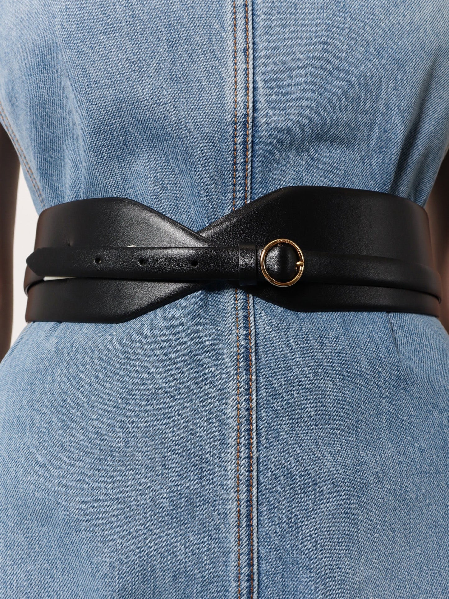 Alaia Women Maxi Leather Belt With Metal Buckle