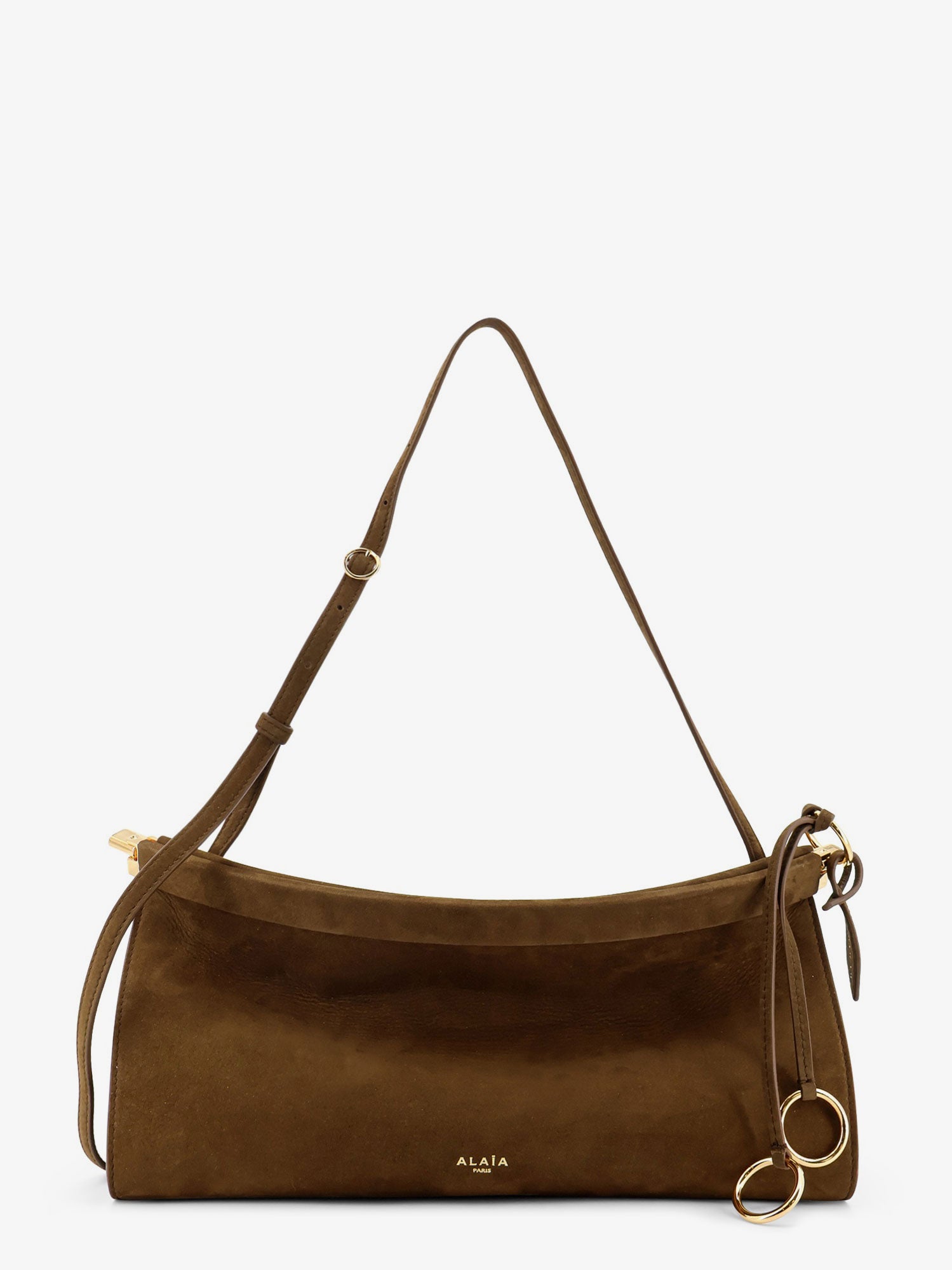 Alaia Women East West Leather Shoulder Bag With Engraved Logo Lettering ALAIA