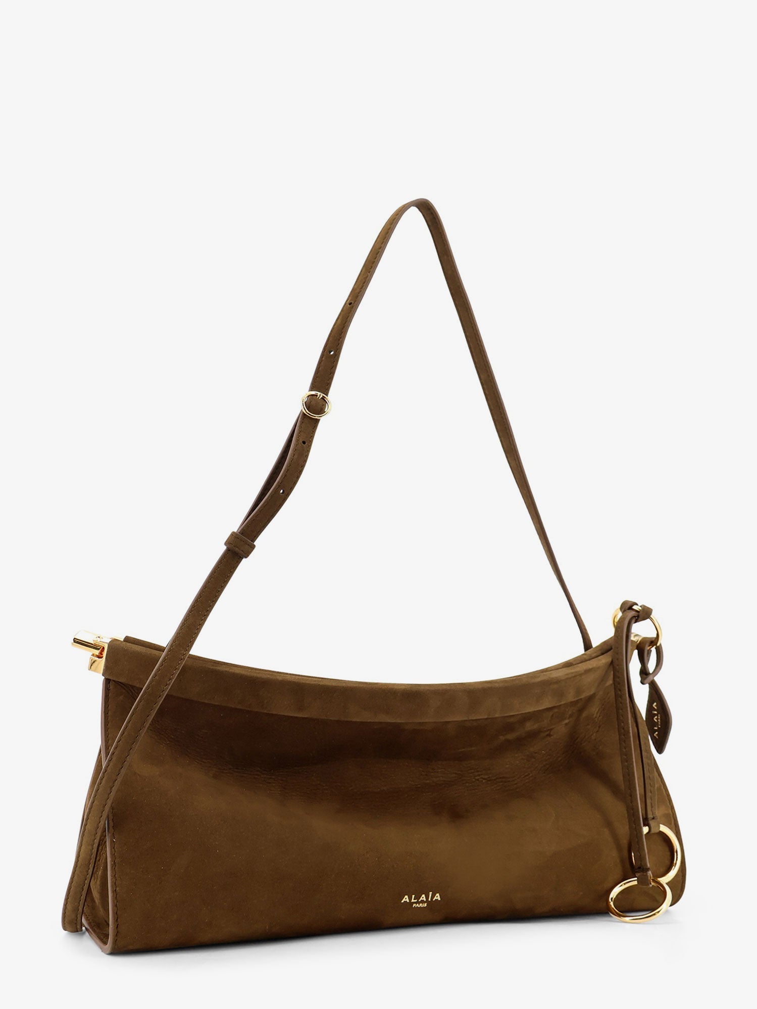 Alaia Women East West Leather Shoulder Bag With Engraved Logo Lettering ALAIA
