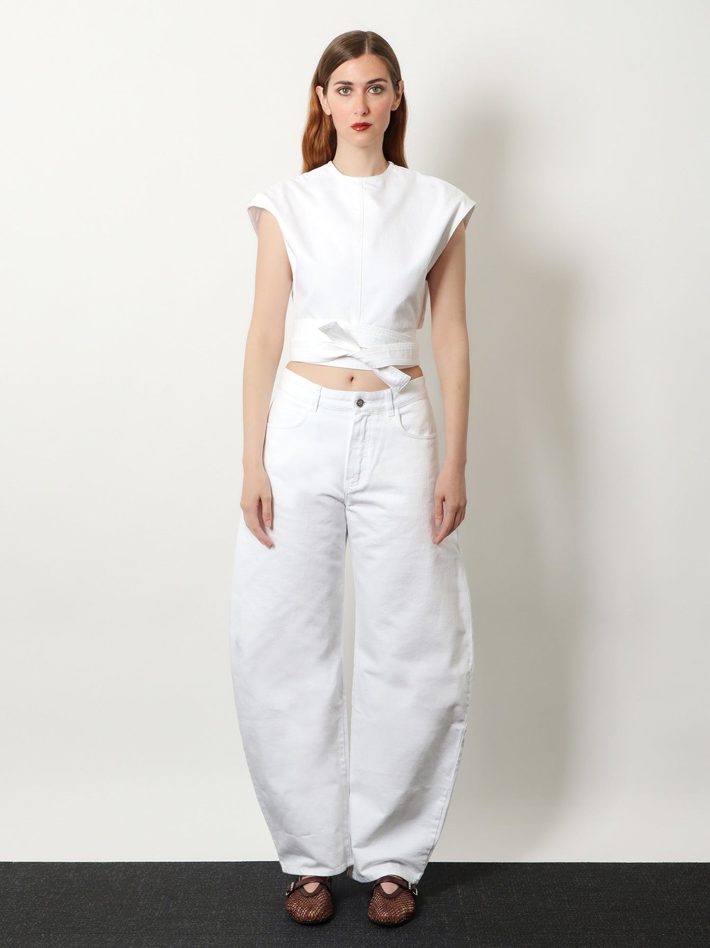 Alaia Women Cotton Crop Fit Belted Top ALAIA