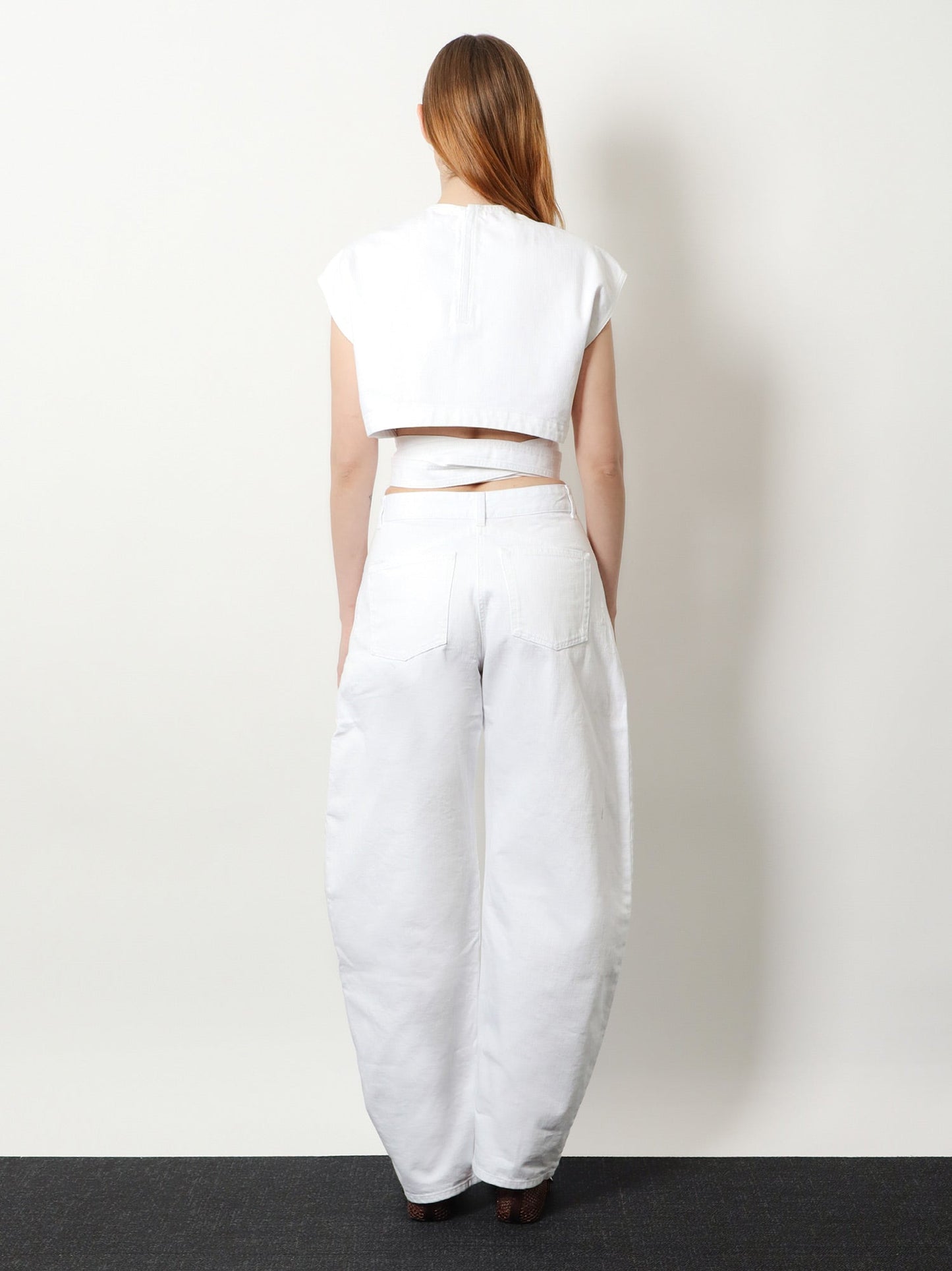 Alaia Women Cotton Crop Fit Belted Top ALAIA