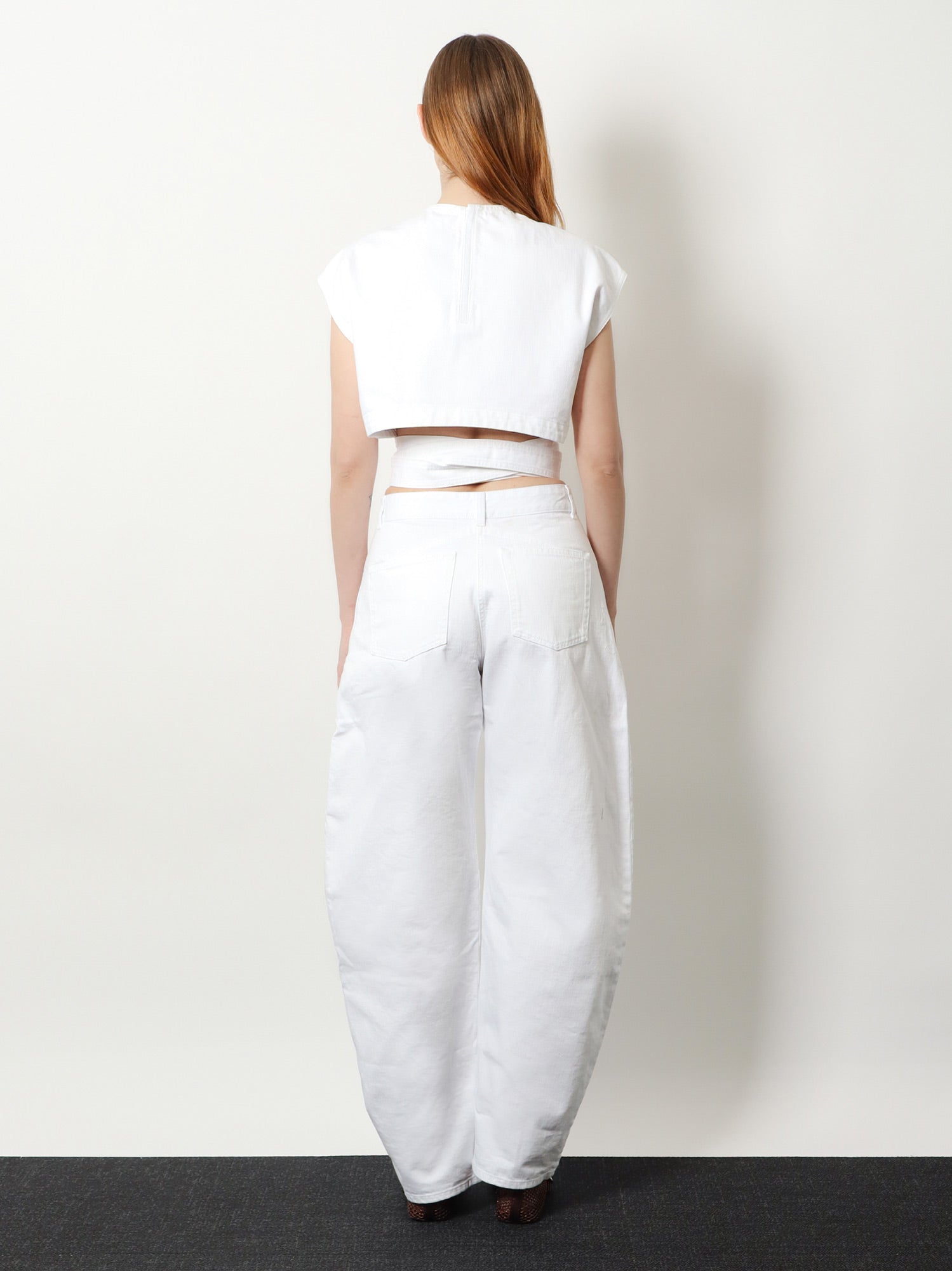 Alaia Women Cotton Crop Fit Belted Top ALAIA