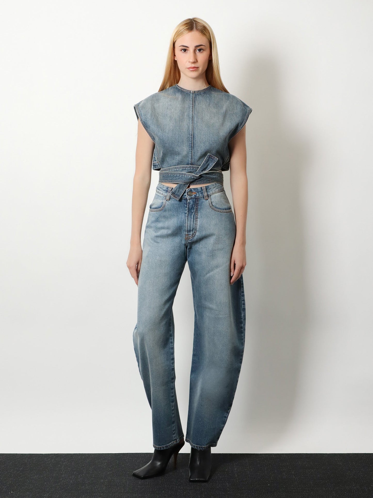 Alaia Women Belted Denim Top ALAIA