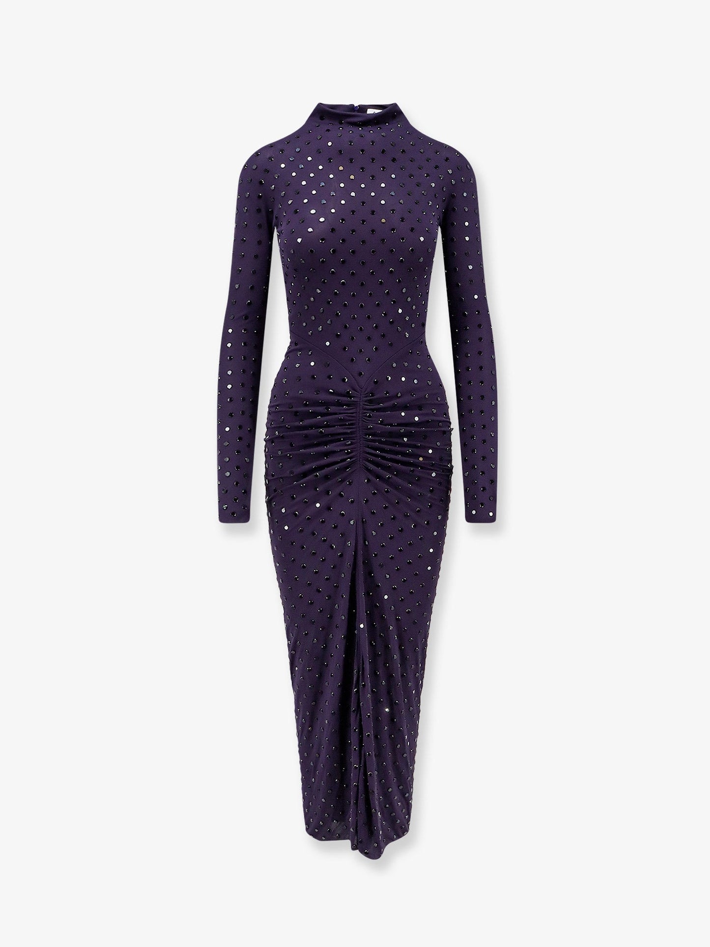 Alaia Women Long Viscose Dress With All-Over Rhinestones ALAIA